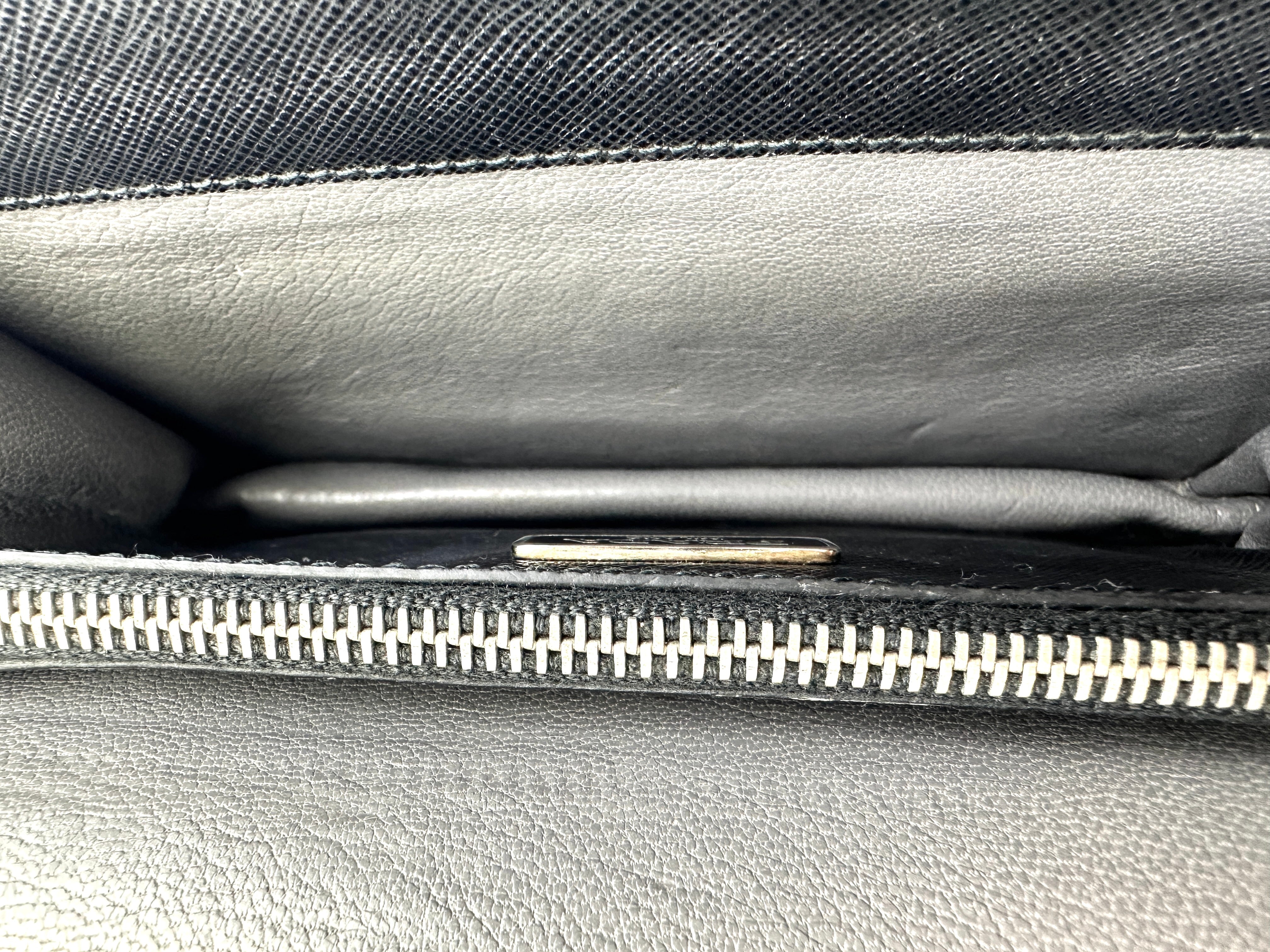 Prada Sound Lock Black Saffiano Leather Handle Bag PR270