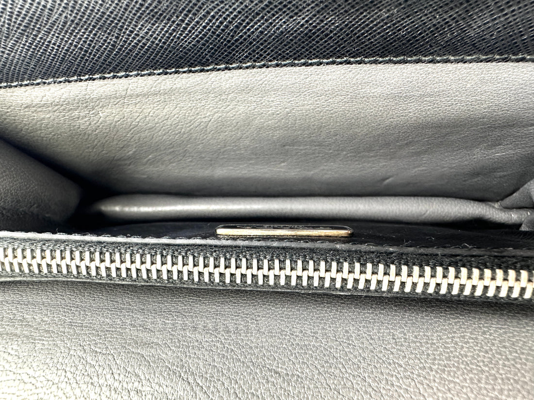 Prada Sound Lock Black Saffiano Leather Handle Bag PR270