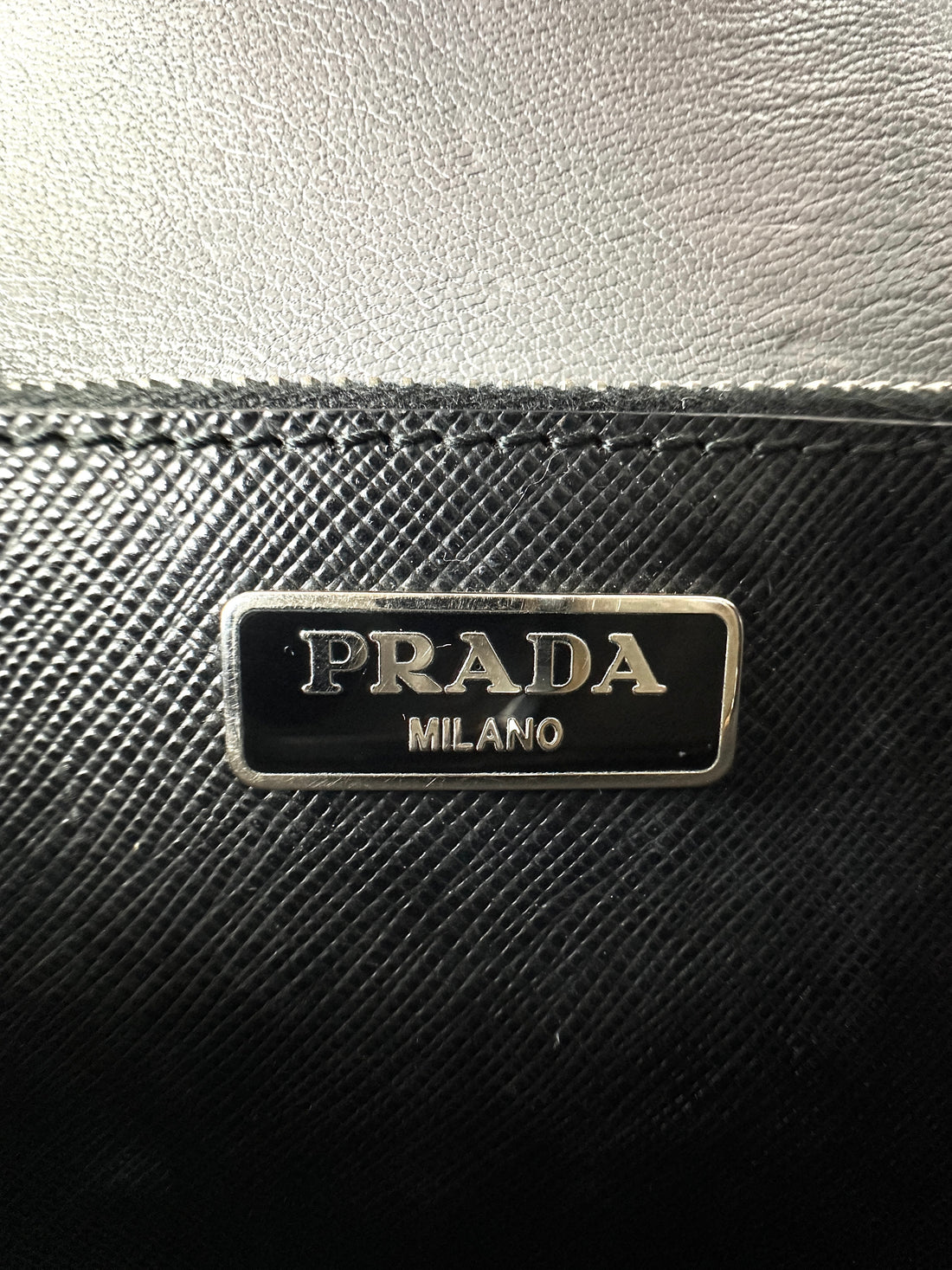 Prada Sound Lock Black Saffiano Leather Handle Bag PR270