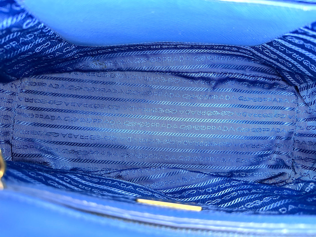 Prada Galleria Blue Saffiano Leather Medium Size Handle Bag PR272