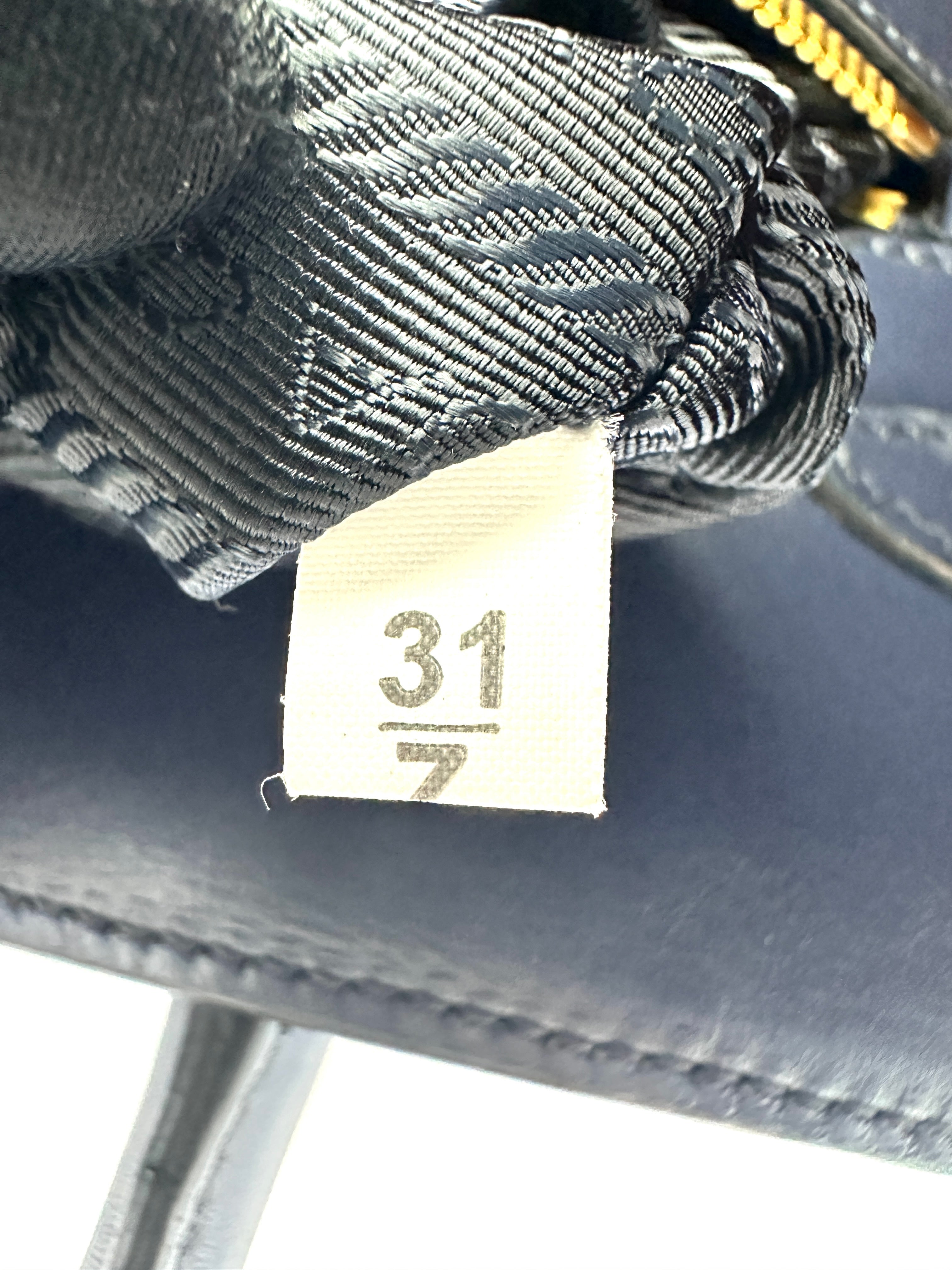 Prada Bibliotheque Navy Saffiano Leather Accordion Handle Bag PR271