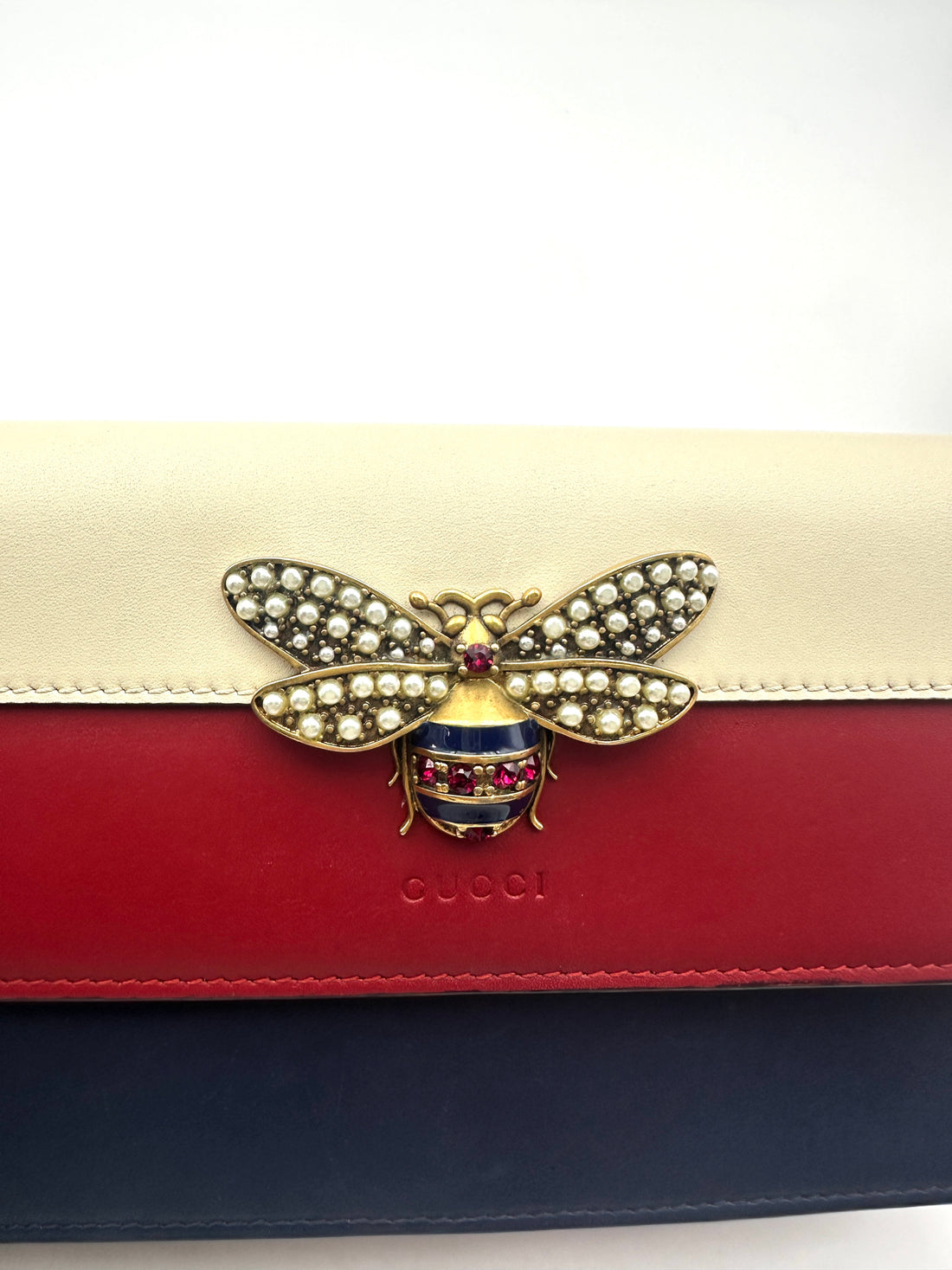 Gucci Queen Margaret Bee Multicolor Wallet On Chain GG851
