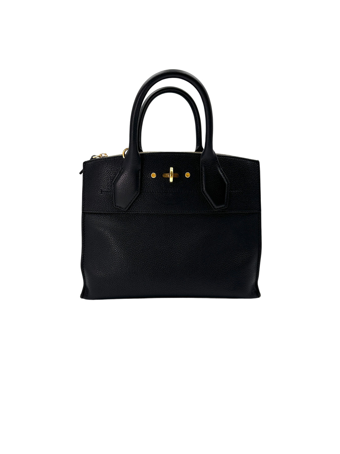 Louis Vuitton City Steamer Black Grained Leather Handle Bag LV2448