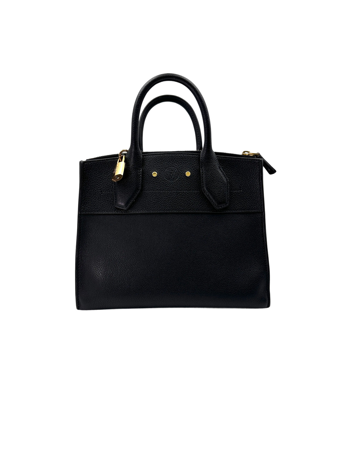 Louis Vuitton City Steamer Black Grained Leather Handle Bag LV2448