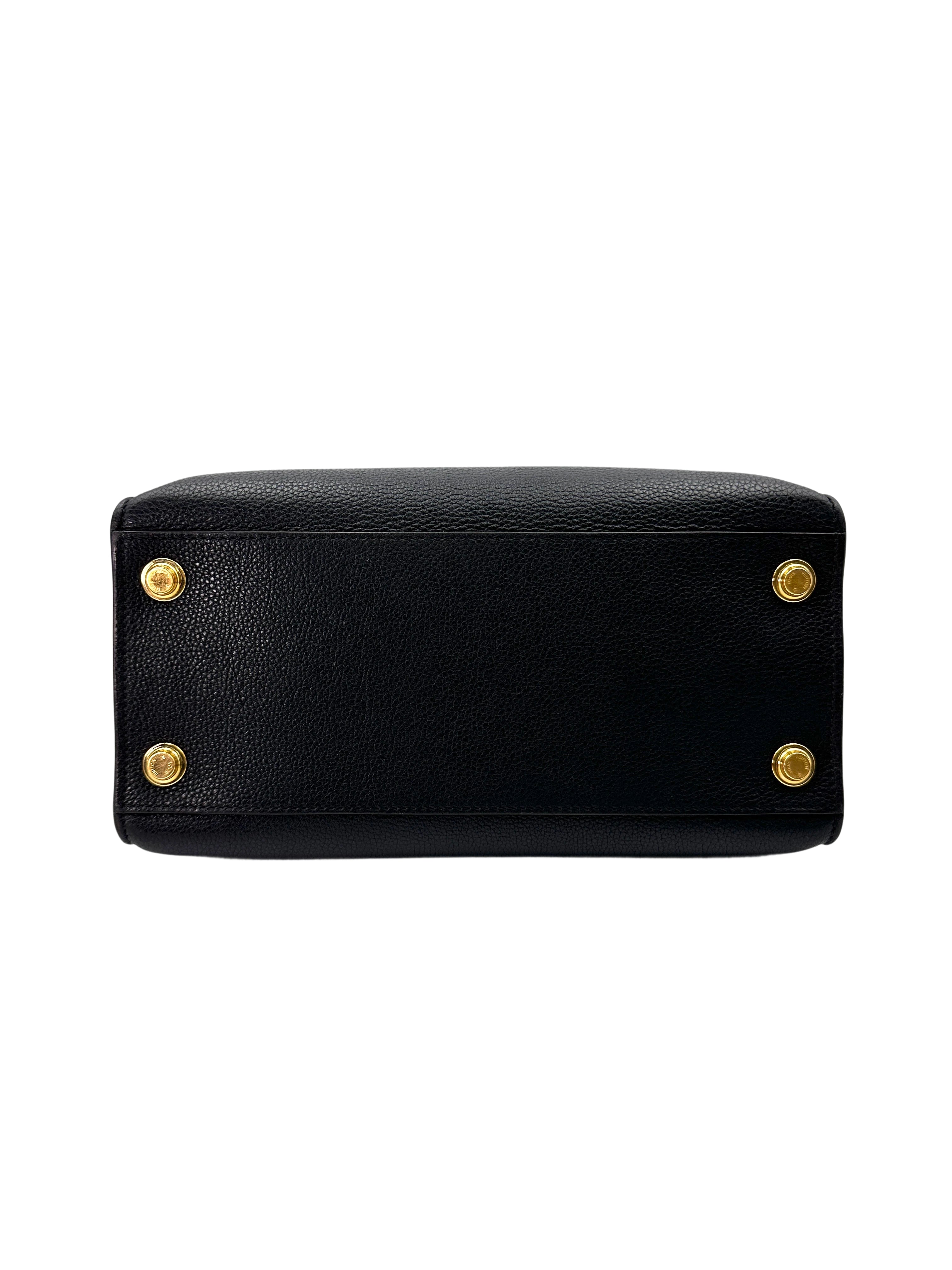 Louis Vuitton City Steamer Black Grained Leather Handle Bag LV2448