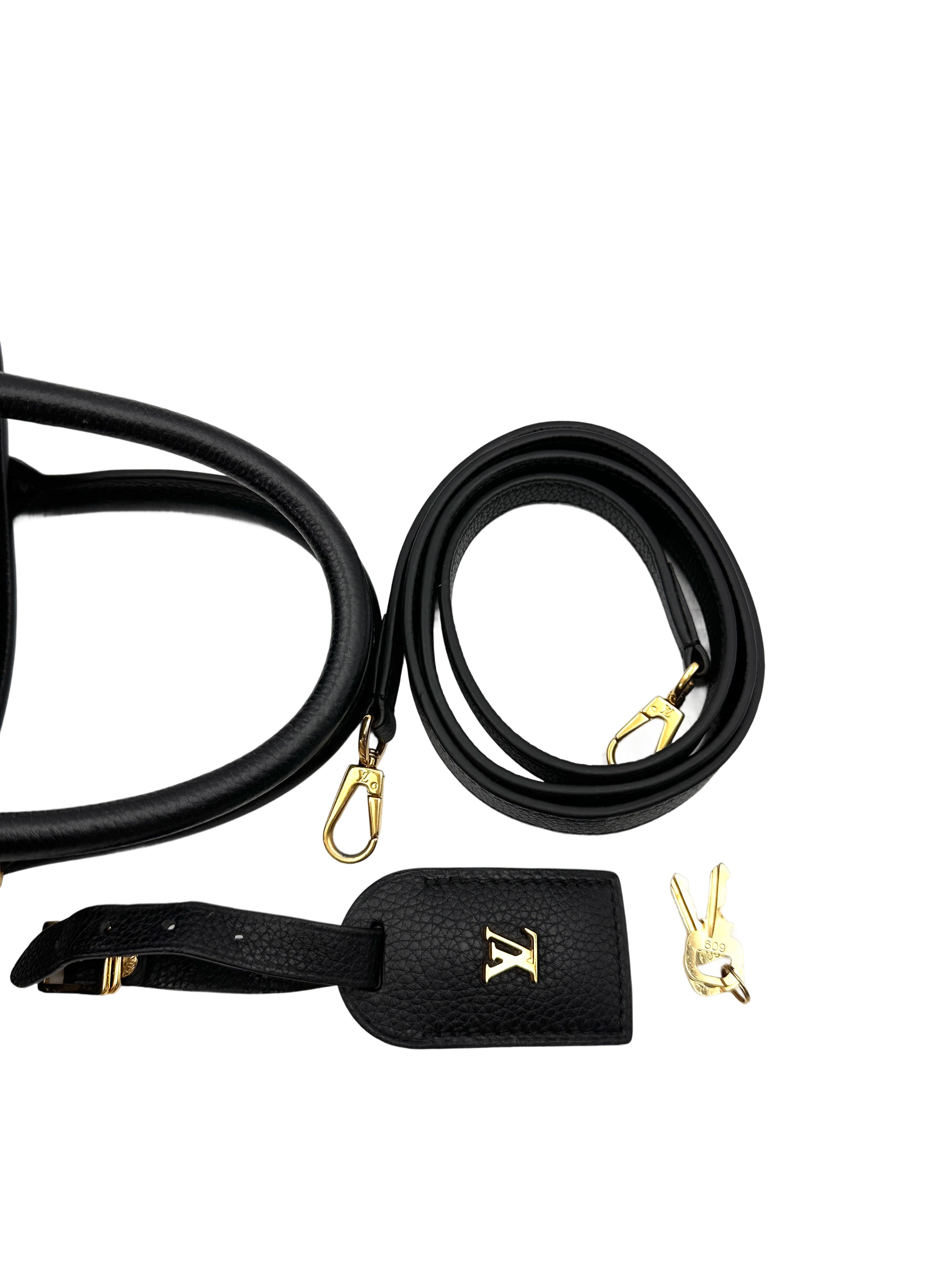 Louis Vuitton City Steamer Black Grained Leather Handle Bag LV2448