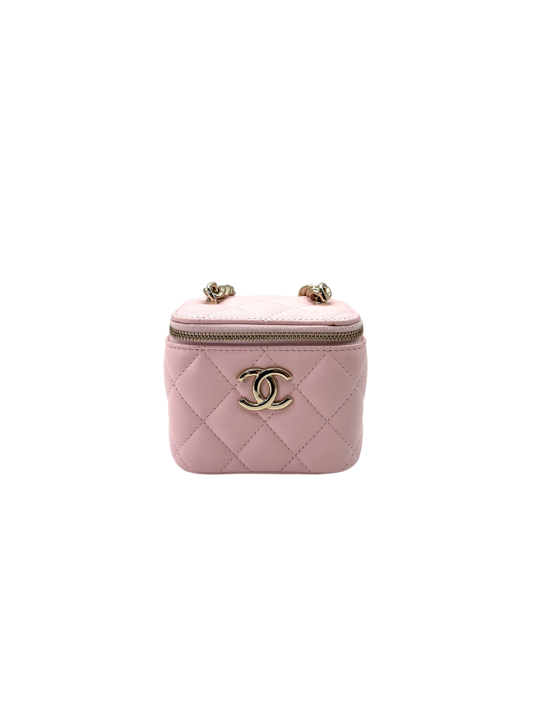 Chanel Pink Quilted Leather Mini Vanity Case(32***15) CC1797