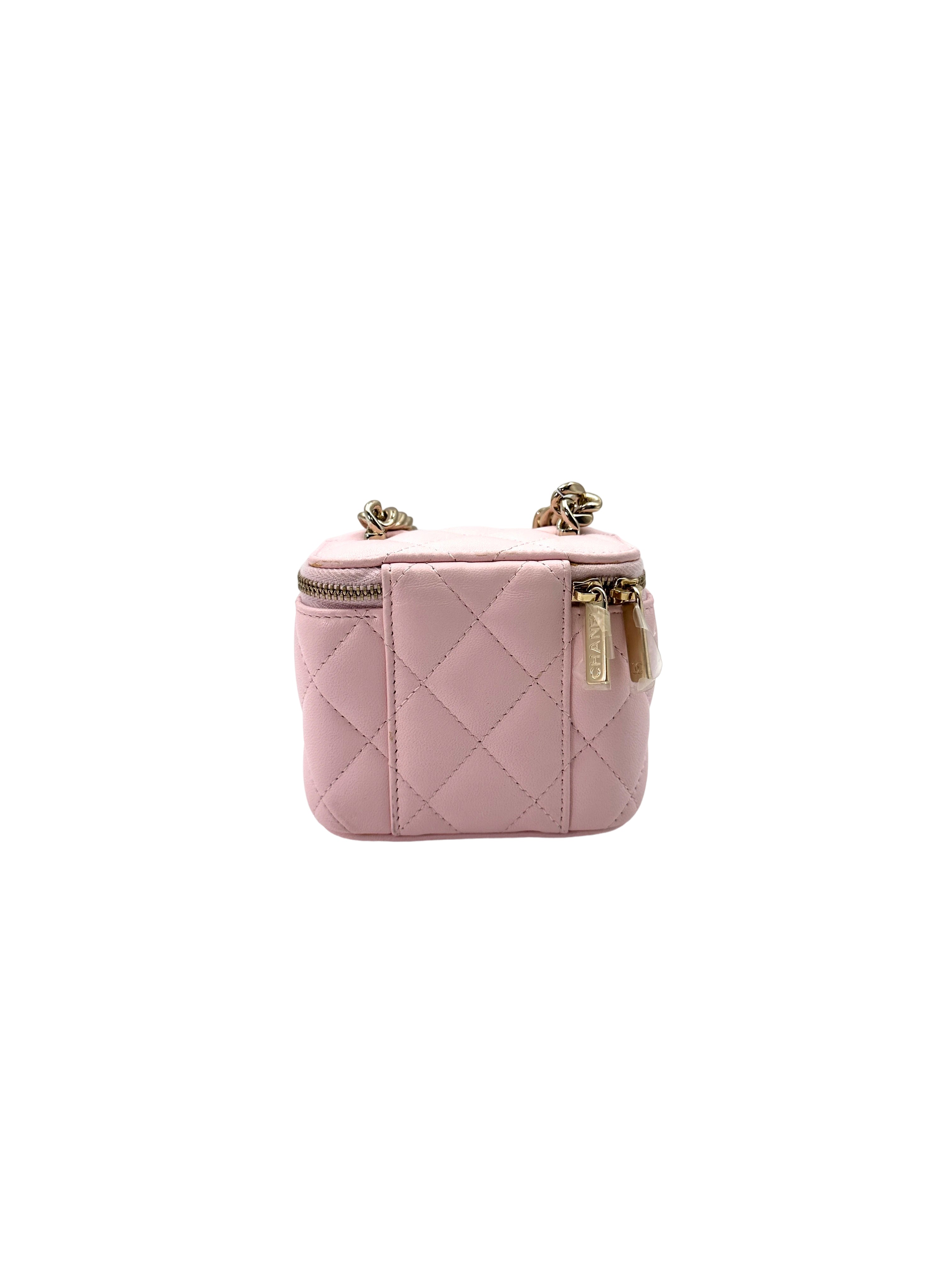 Chanel Pink Quilted Leather Mini Vanity Case(32***15) CC1797