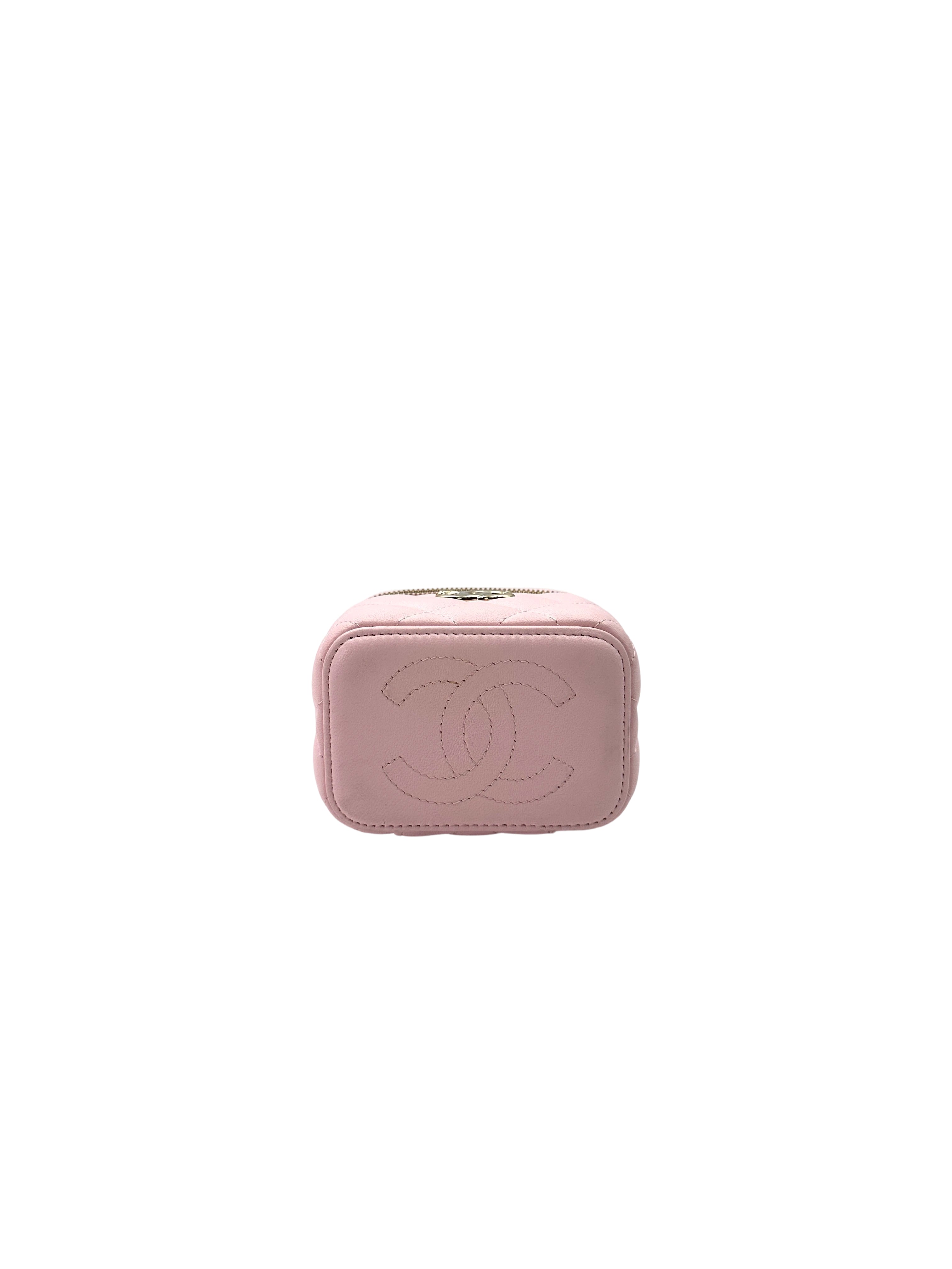 Chanel Pink Quilted Leather Mini Vanity Case(32***15) CC1797