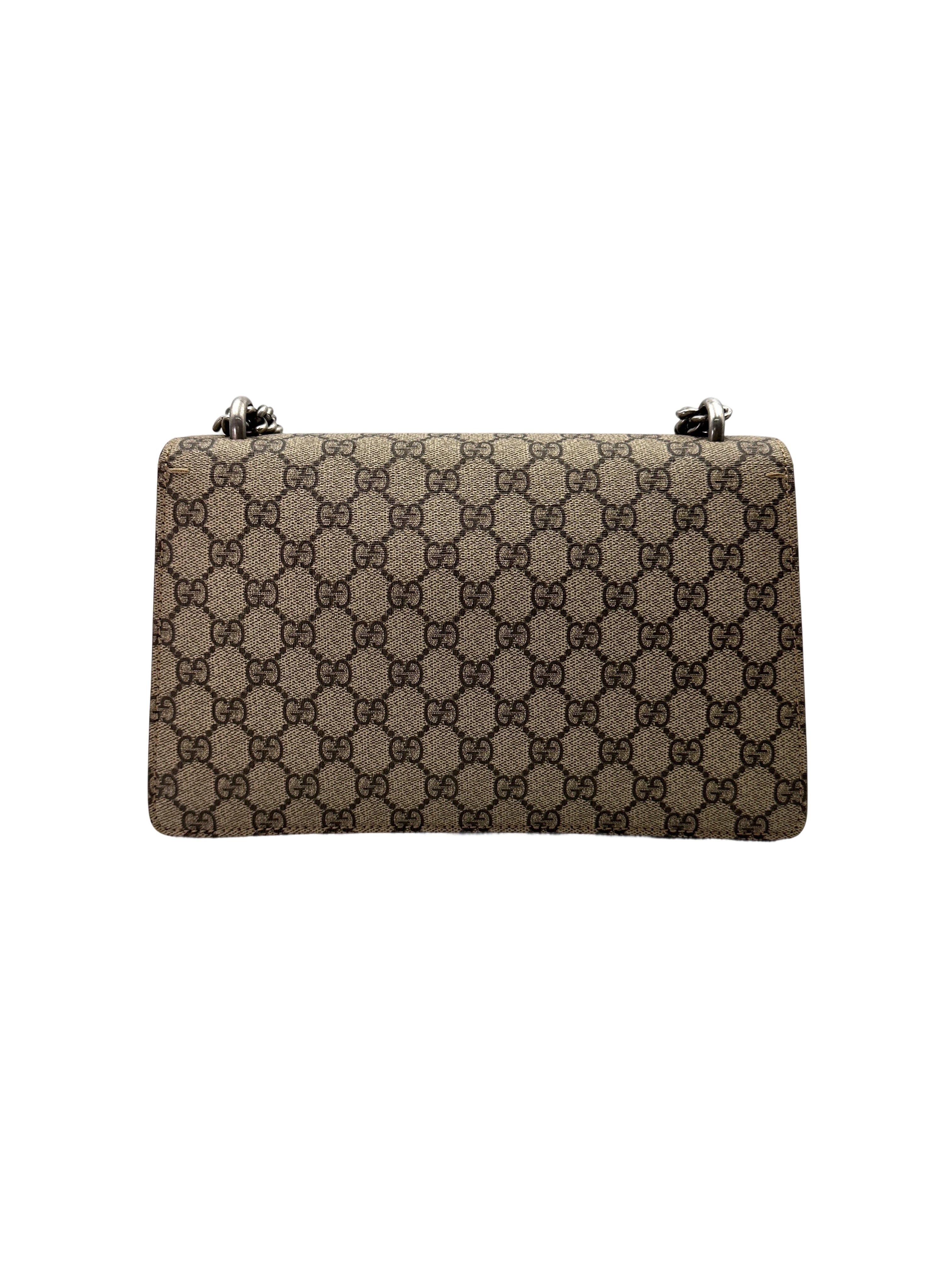 Gucci Dionysus GG Supreme Canvas Medium Size Shoulder Bag With Black Tirm GG852