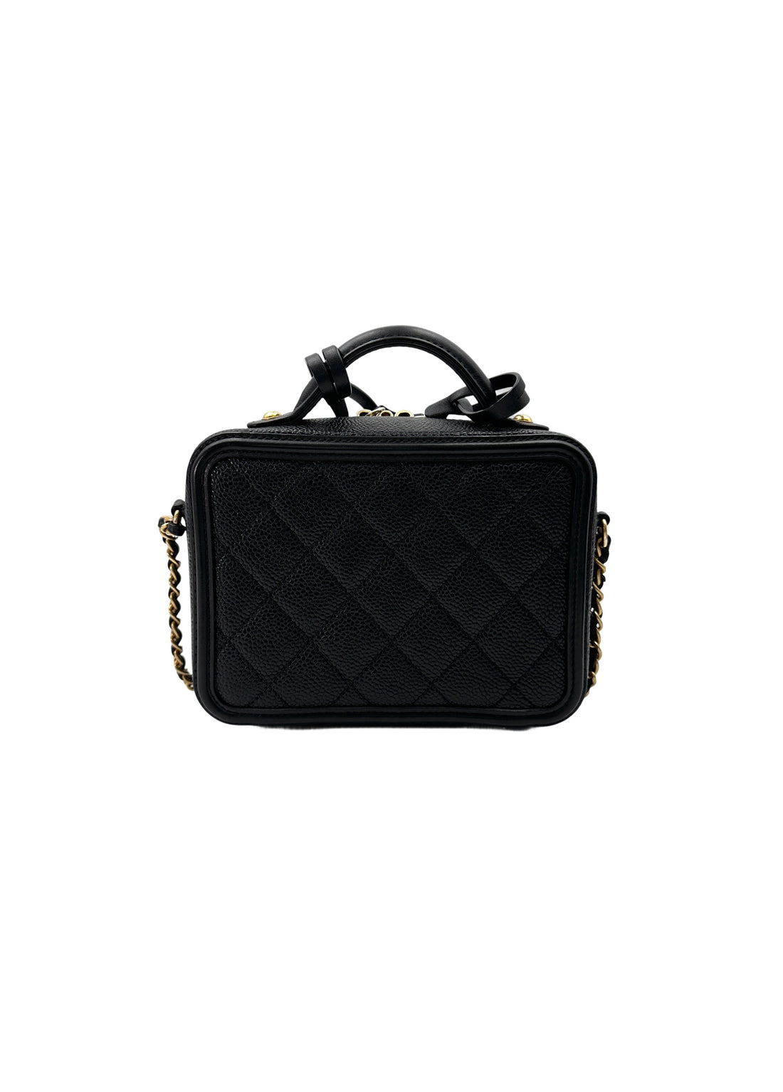 Chanel CC Filigree Black Quilted Leather Top Handle Vanity Case(26***09) CC1798