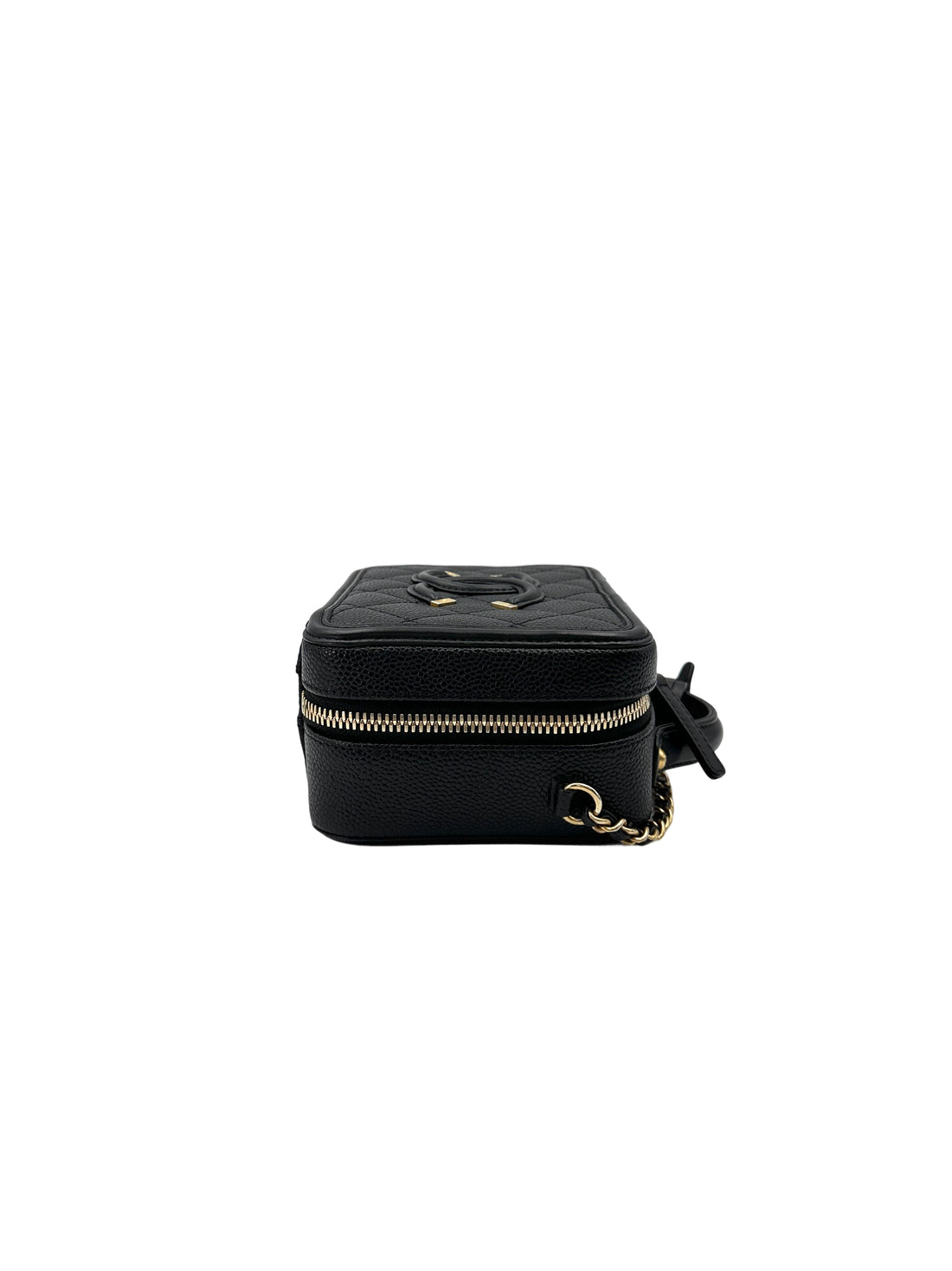 Chanel CC Filigree Black Quilted Leather Top Handle Vanity Case(26***09) CC1798