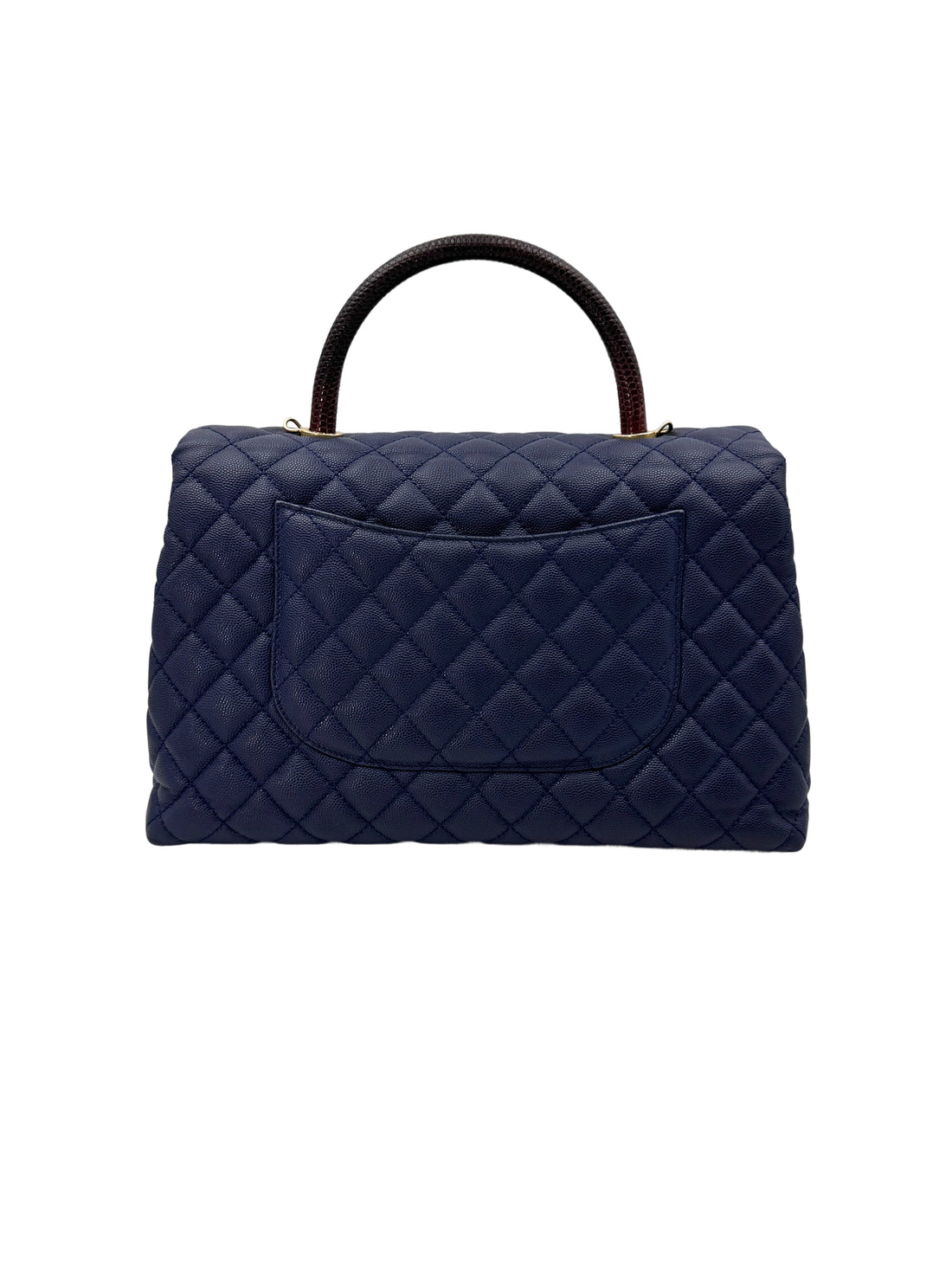Chanel CoCo Handle Navy Quilted Leather Large Size Lizard Handle Shoulder Bag(24***02) CC1800