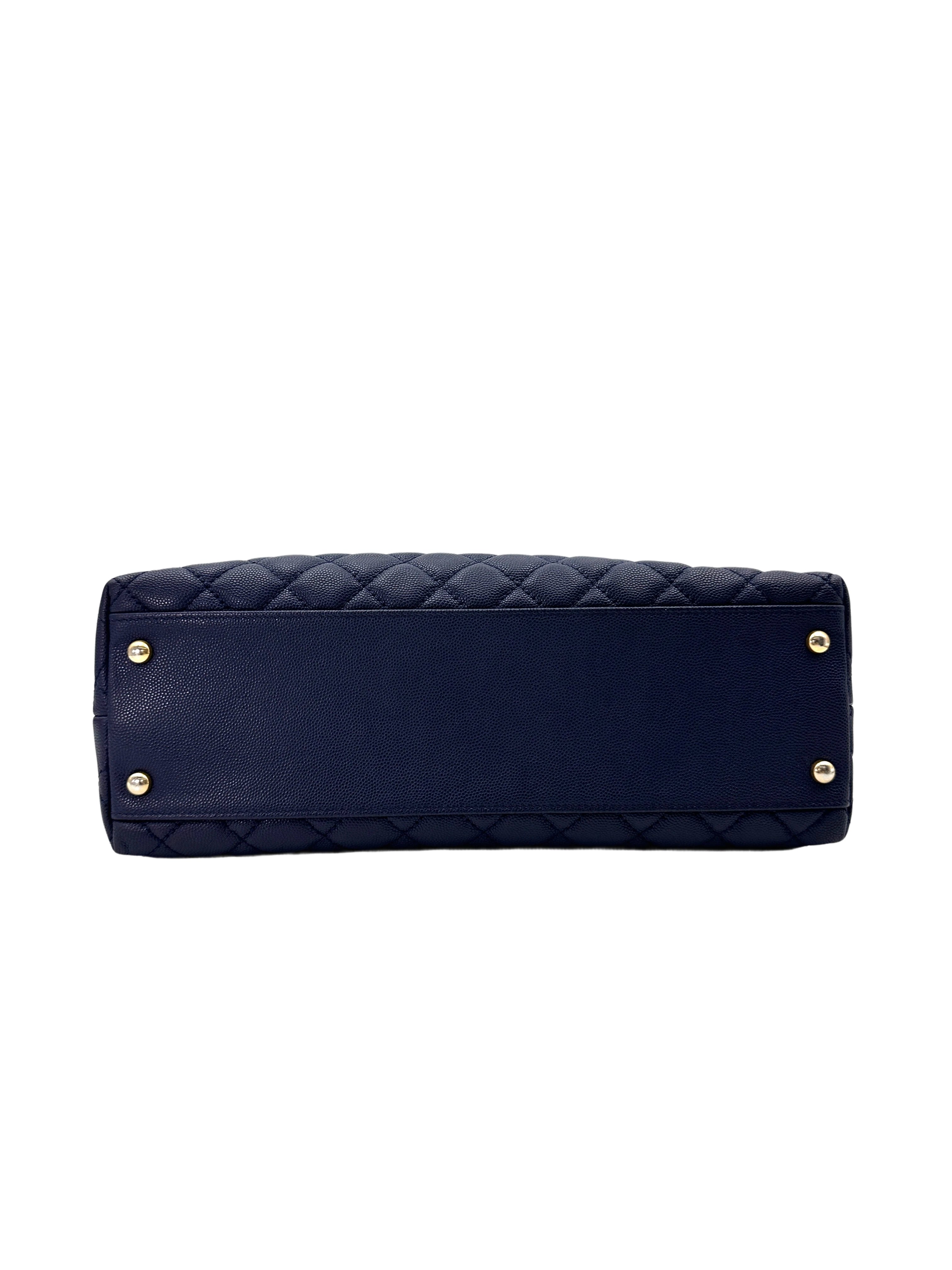 Chanel CoCo Handle Navy Quilted Leather Large Size Lizard Handle Shoulder Bag(24***02) CC1800