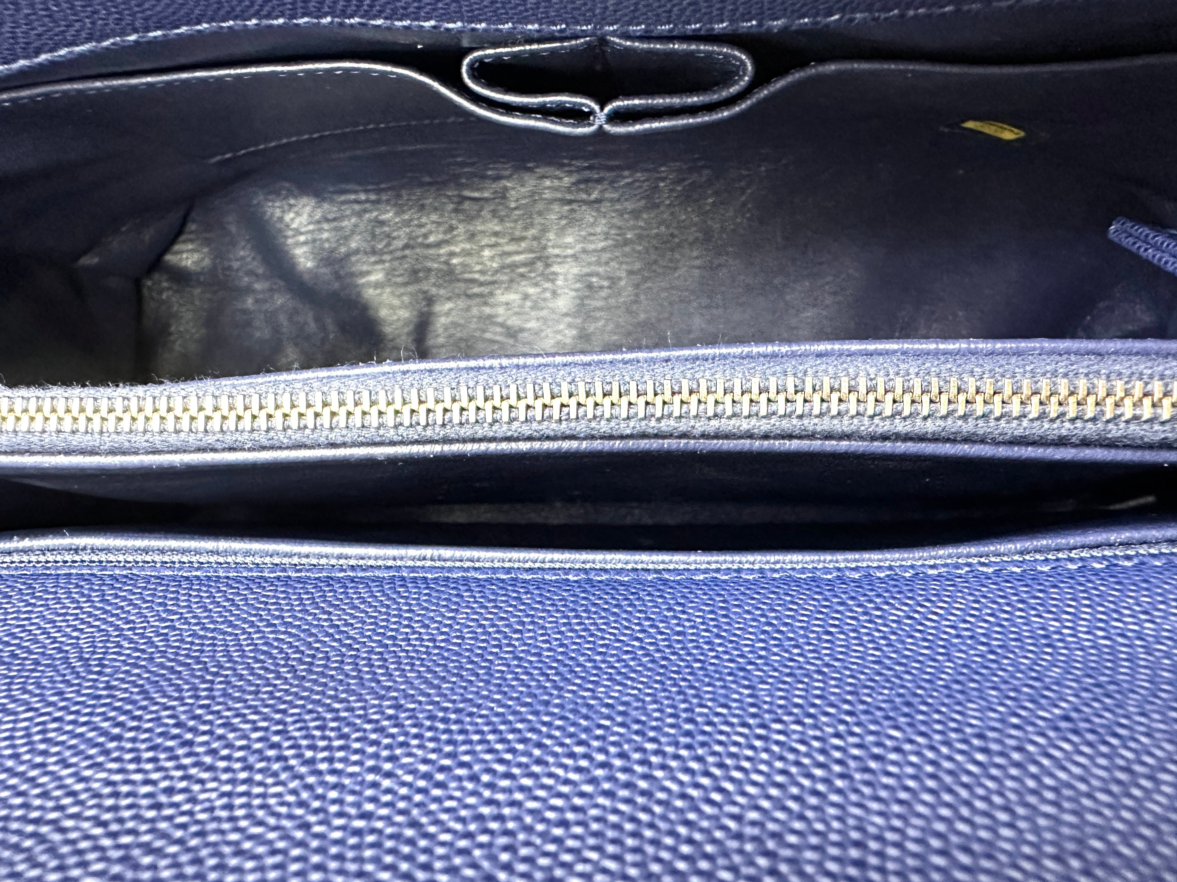 Chanel CoCo Handle Navy Quilted Leather Large Size Lizard Handle Shoulder Bag(24***02) CC1800