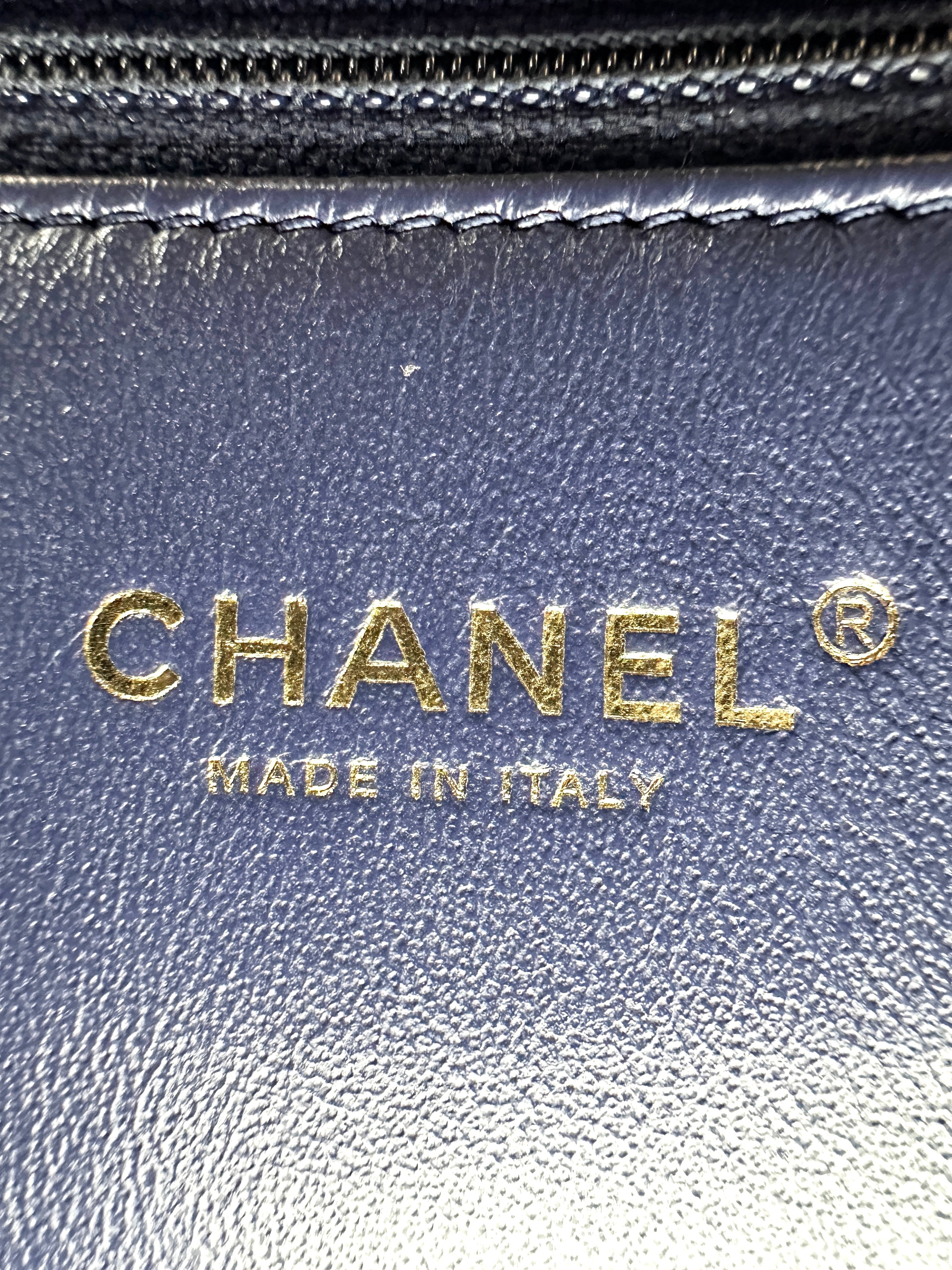 Chanel CoCo Handle Navy Quilted Leather Large Size Lizard Handle Shoulder Bag(24***02) CC1800