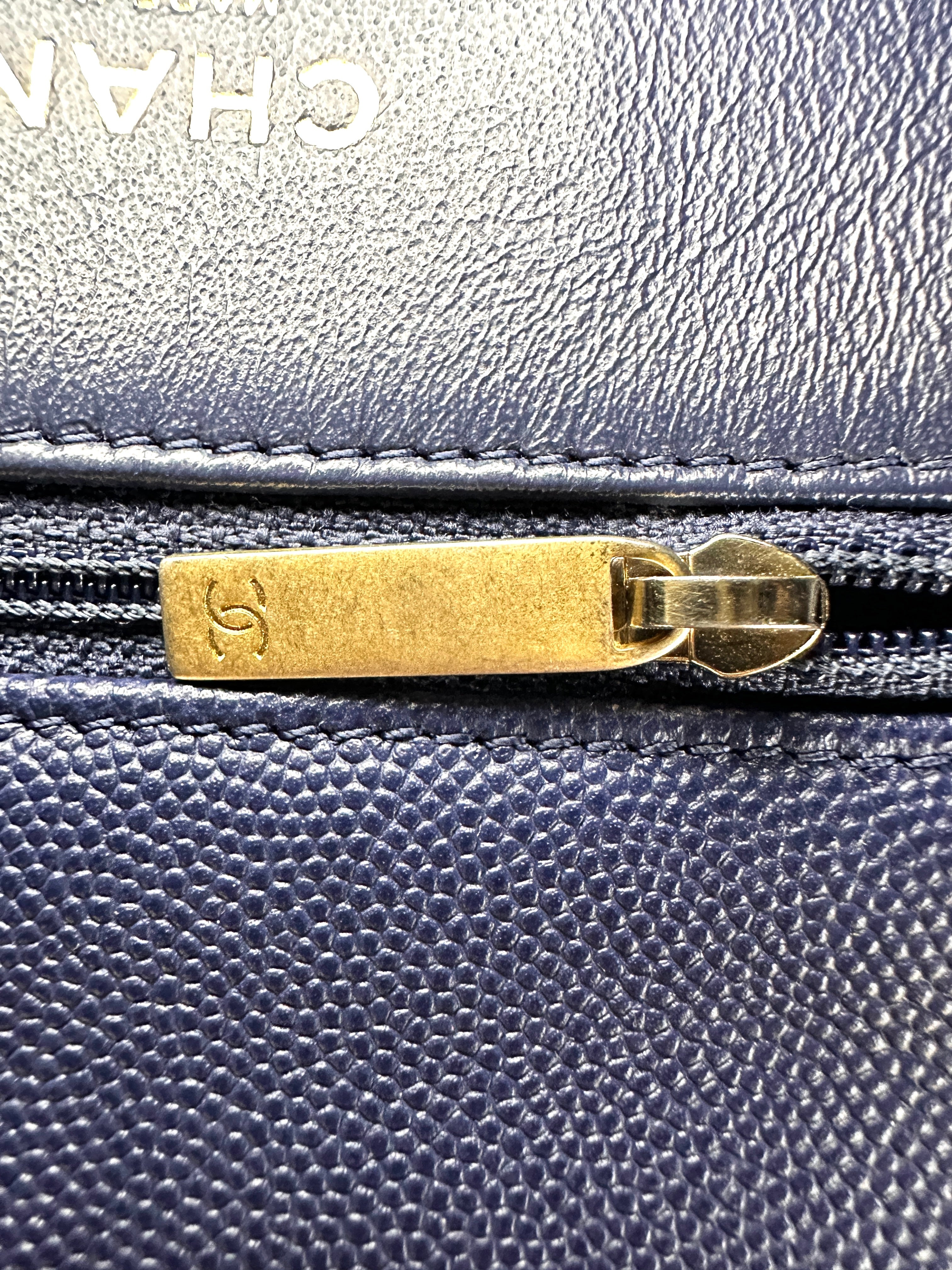 Chanel CoCo Handle Navy Quilted Leather Large Size Lizard Handle Shoulder Bag(24***02) CC1800