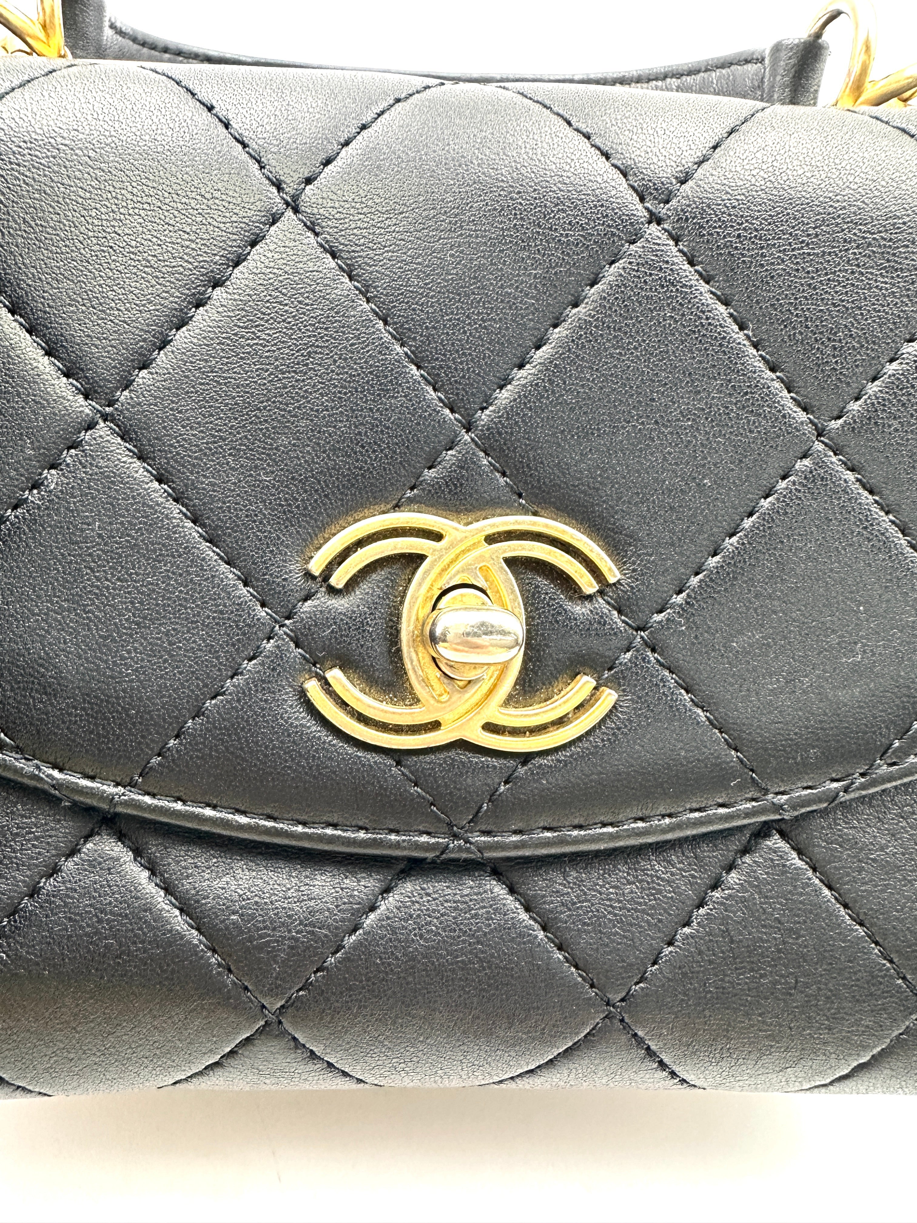 Chanel Trendy CC Black Quilted Lambskin Top Handle Bag(28***34) CC1803
