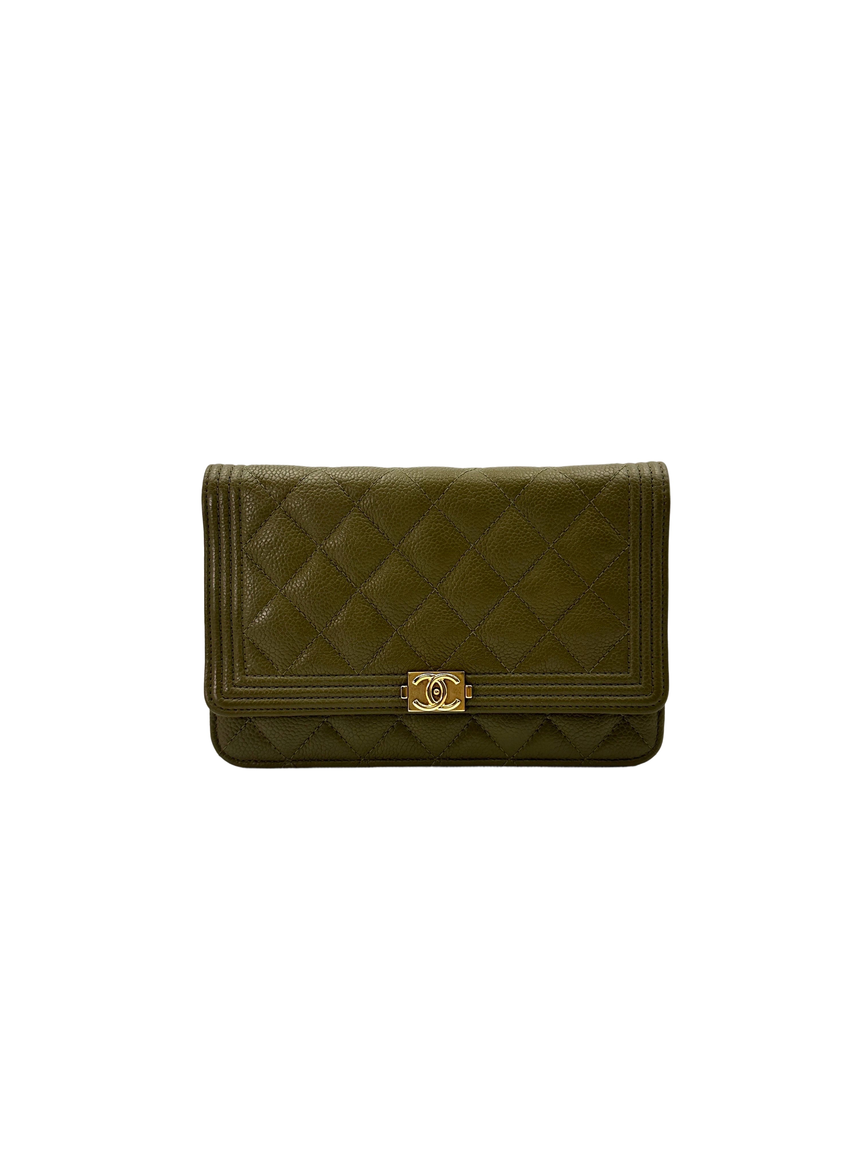 Chanel LeBoy Green Quilted Leather Small Size Wallet On Chain(23***92) CC1801