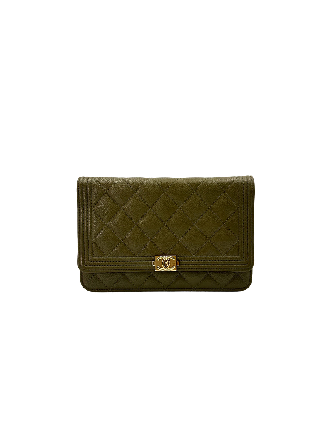Chanel LeBoy Green Quilted Leather Small Size Wallet On Chain(23***92) CC1801