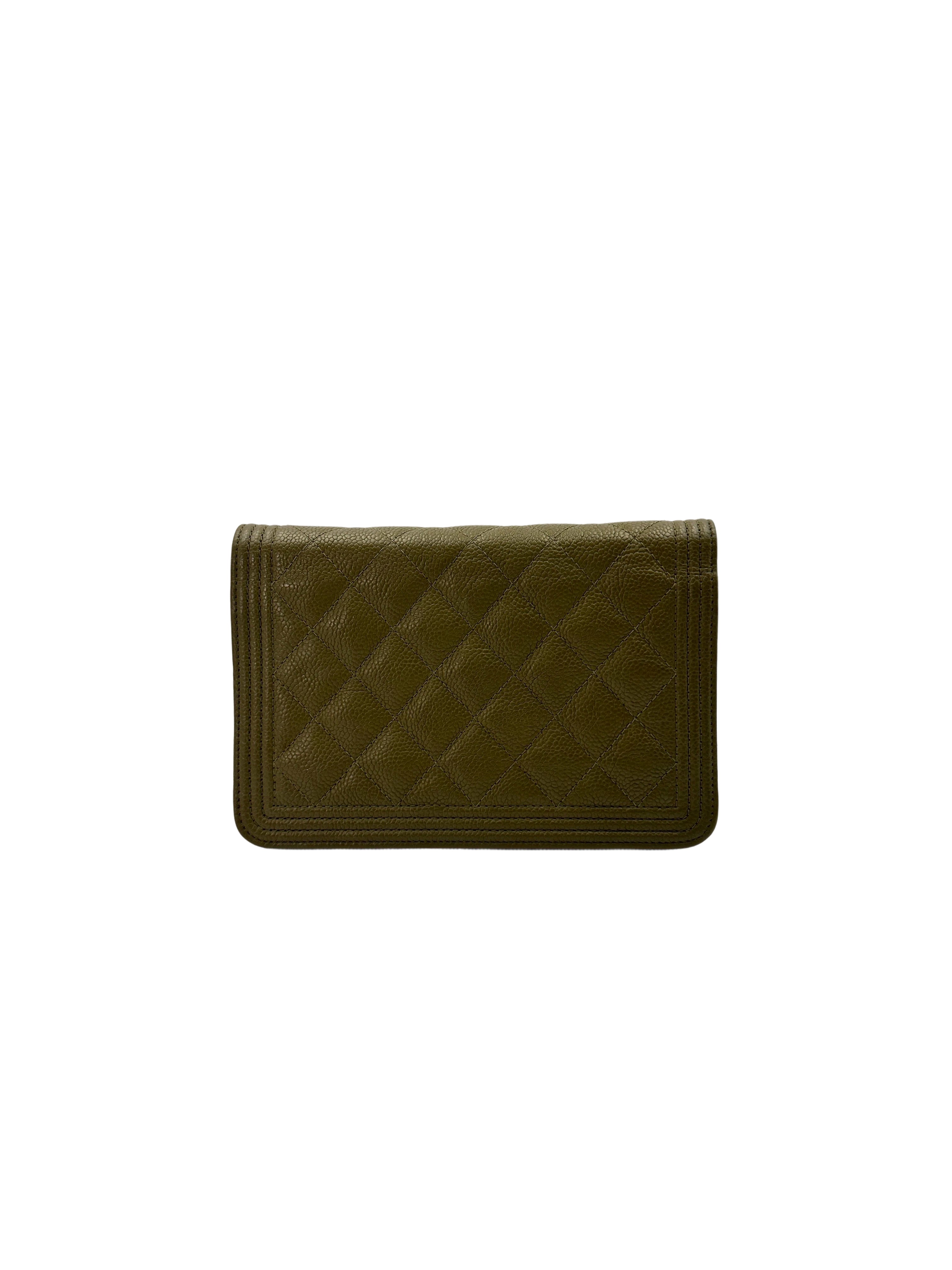 Chanel LeBoy Green Quilted Leather Small Size Wallet On Chain(23***92) CC1801
