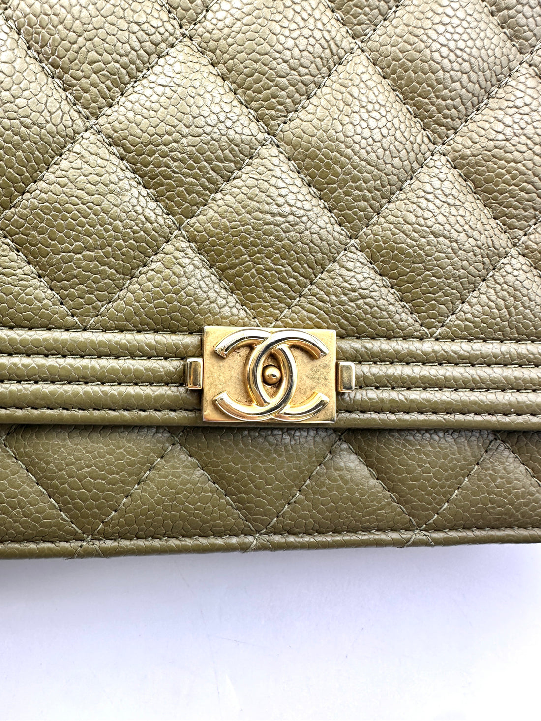 Chanel LeBoy Green Quilted Leather Small Size Wallet On Chain(23***92) CC1801