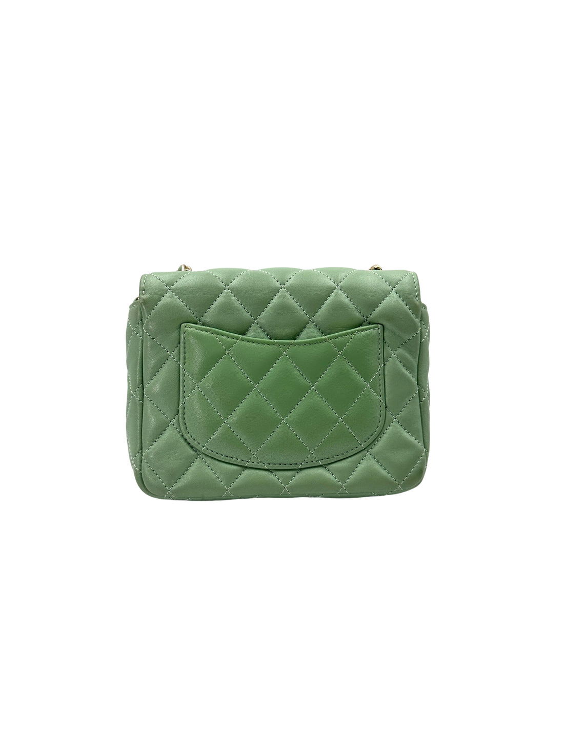 Chanel 23P Mint Green Quilted Lambskin Flap Bag With Candy Resin Heart Chain(PP***95) CC1804
