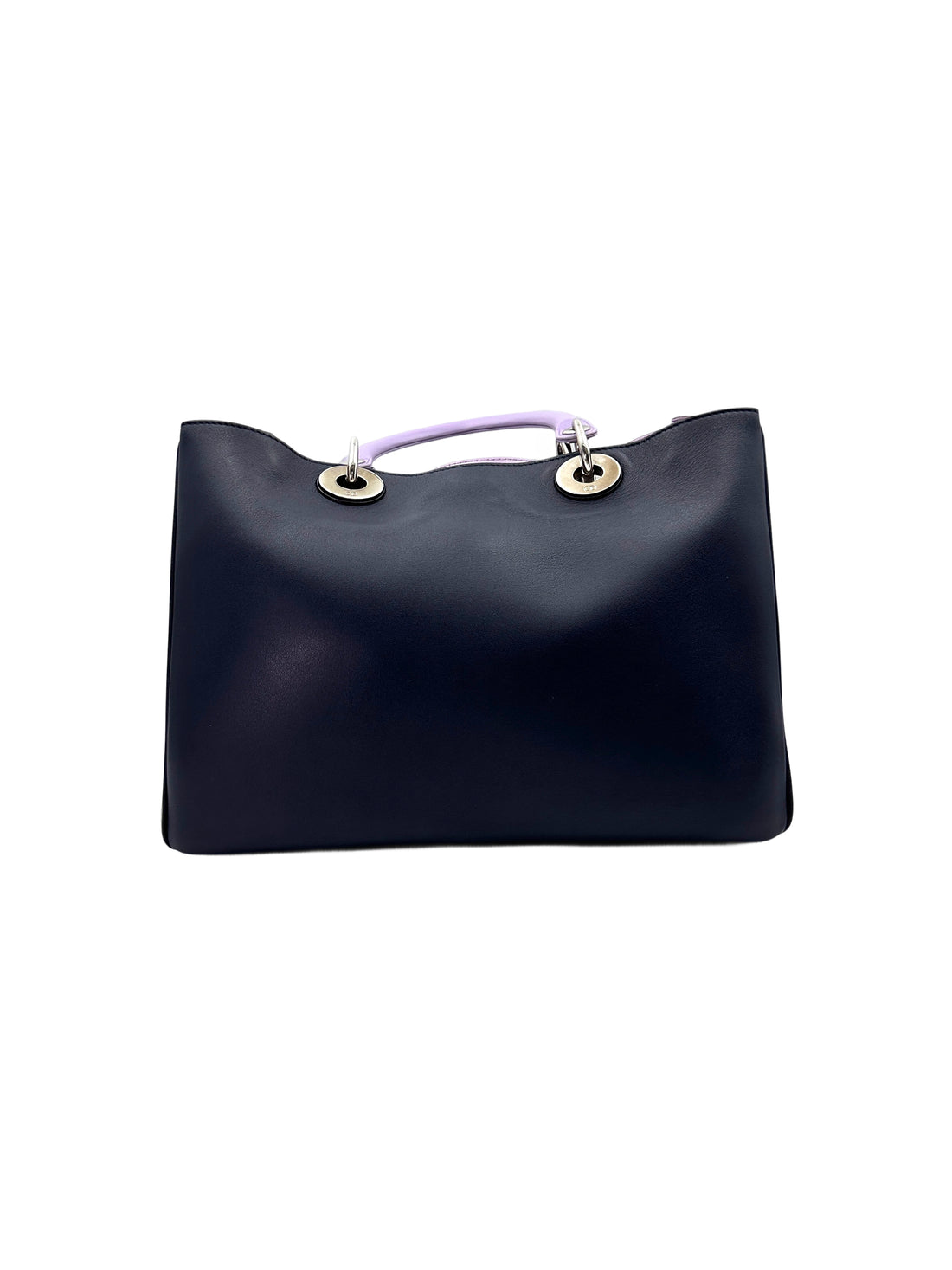 Christian Dior Diorissimo Black Leather Purple Top Handle Bag DR679