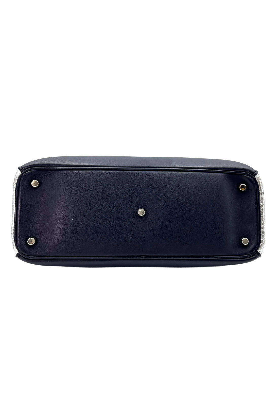 Christian Dior Diorissimo Black Leather Purple Top Handle Bag DR679