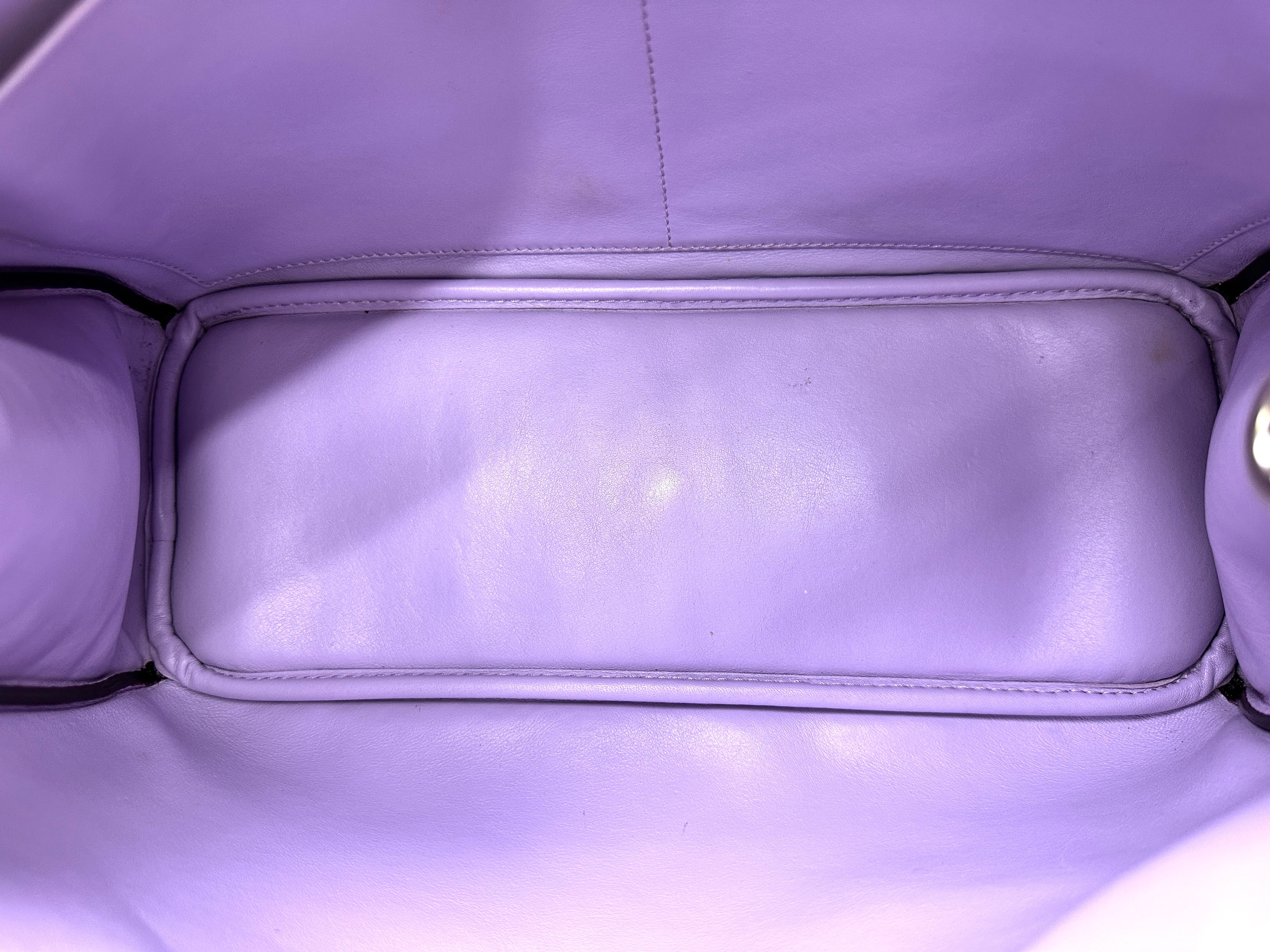 Christian Dior Diorissimo Black Leather Purple Top Handle Bag DR679