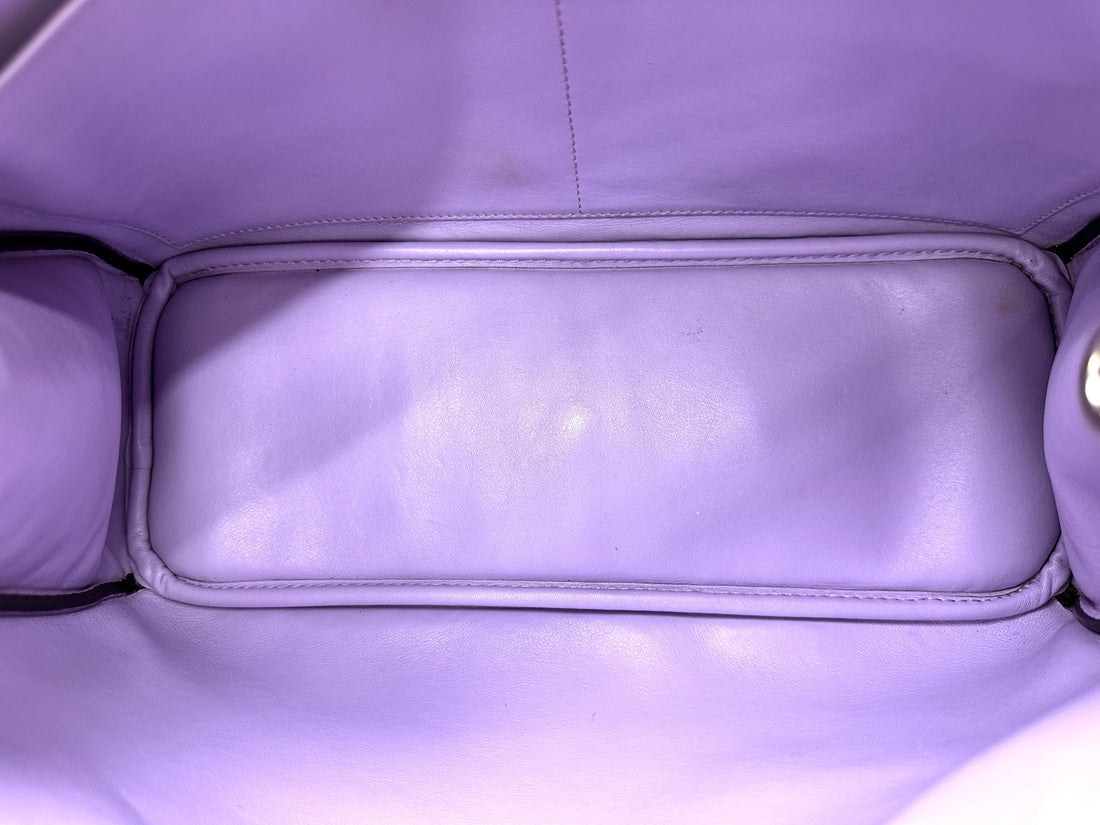 Christian Dior Diorissimo Black Leather Purple Top Handle Bag DR679