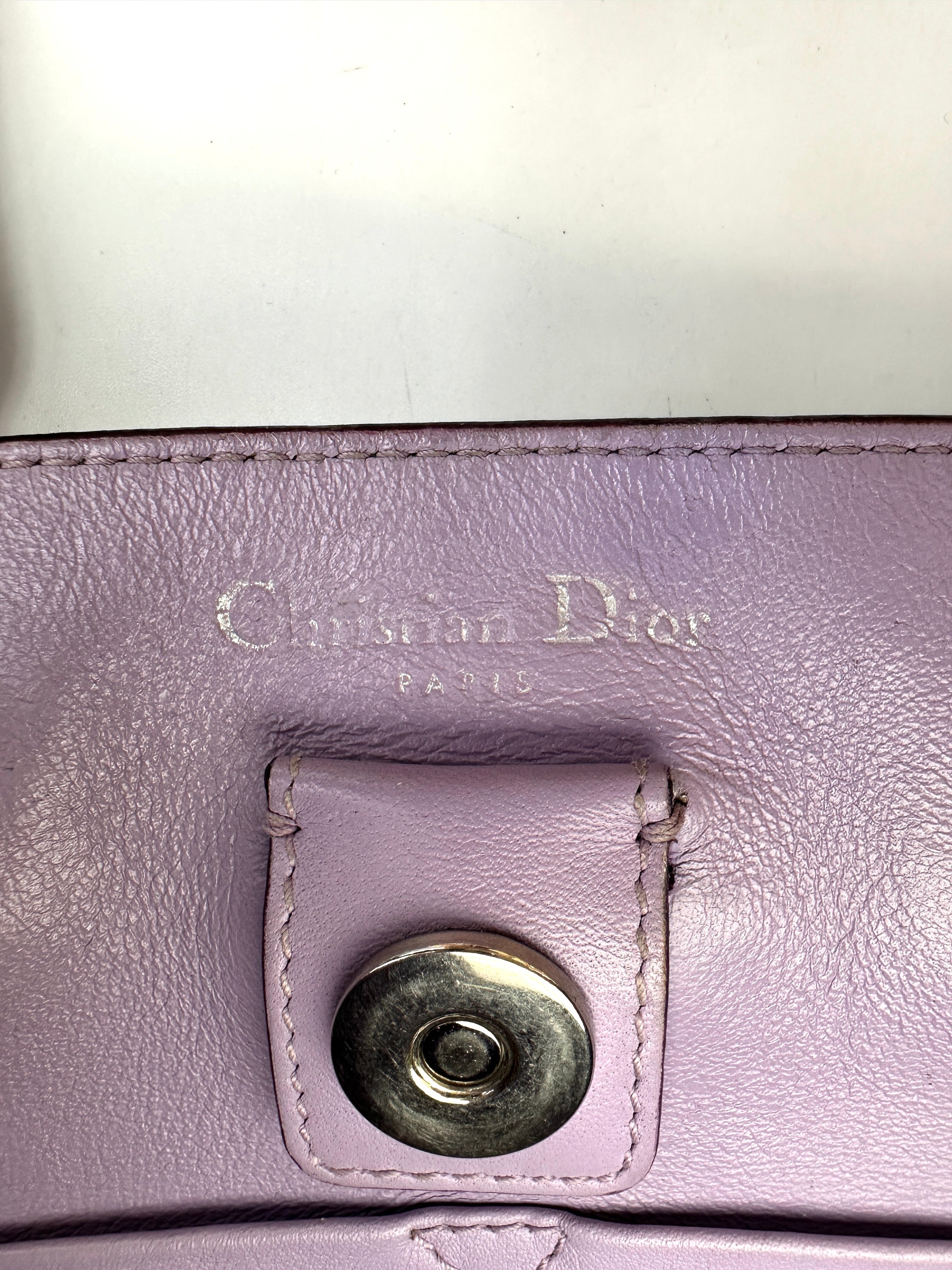 Christian Dior Diorissimo Black Leather Purple Top Handle Bag DR679