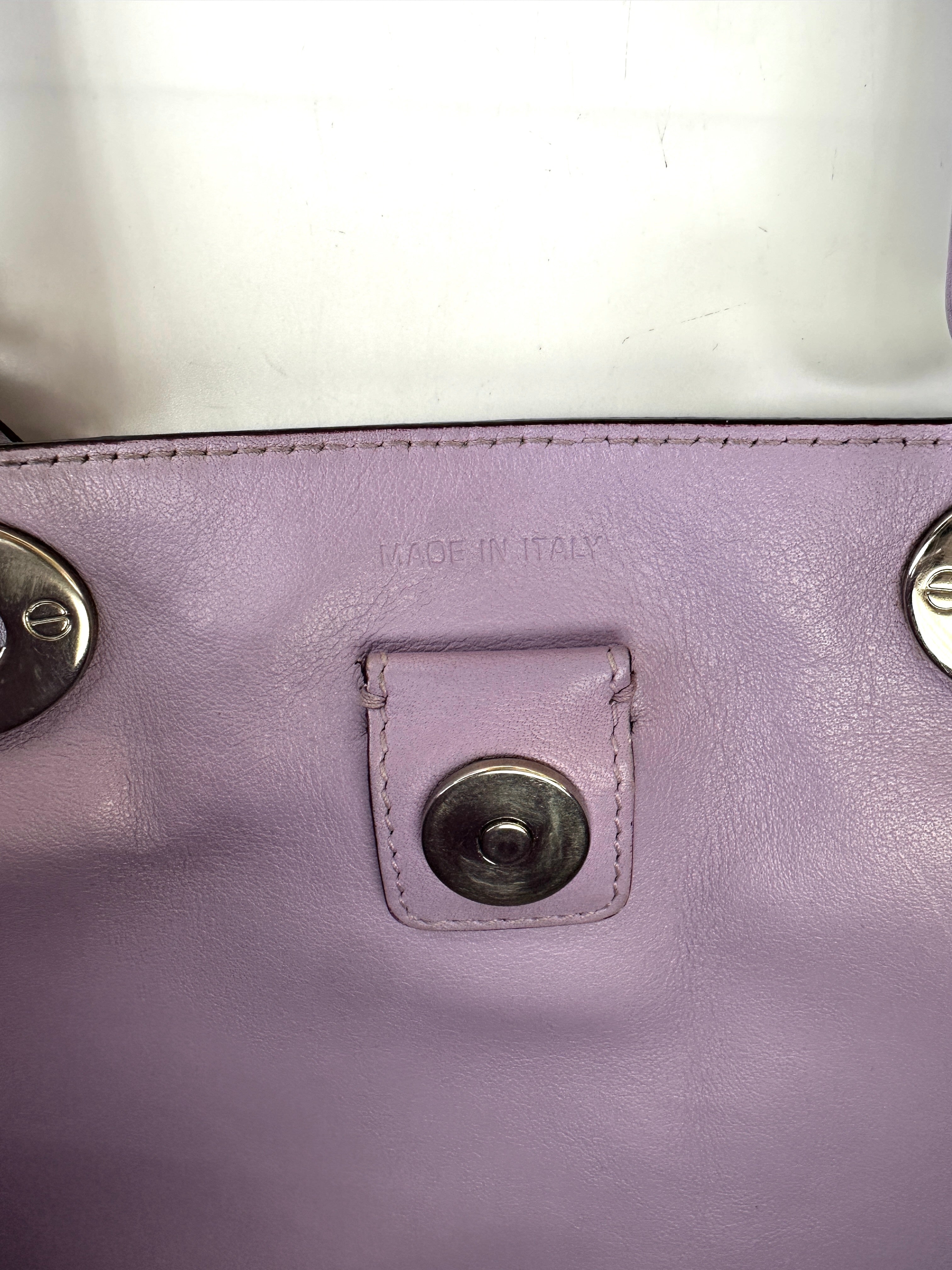 Christian Dior Diorissimo Black Leather Purple Top Handle Bag DR679