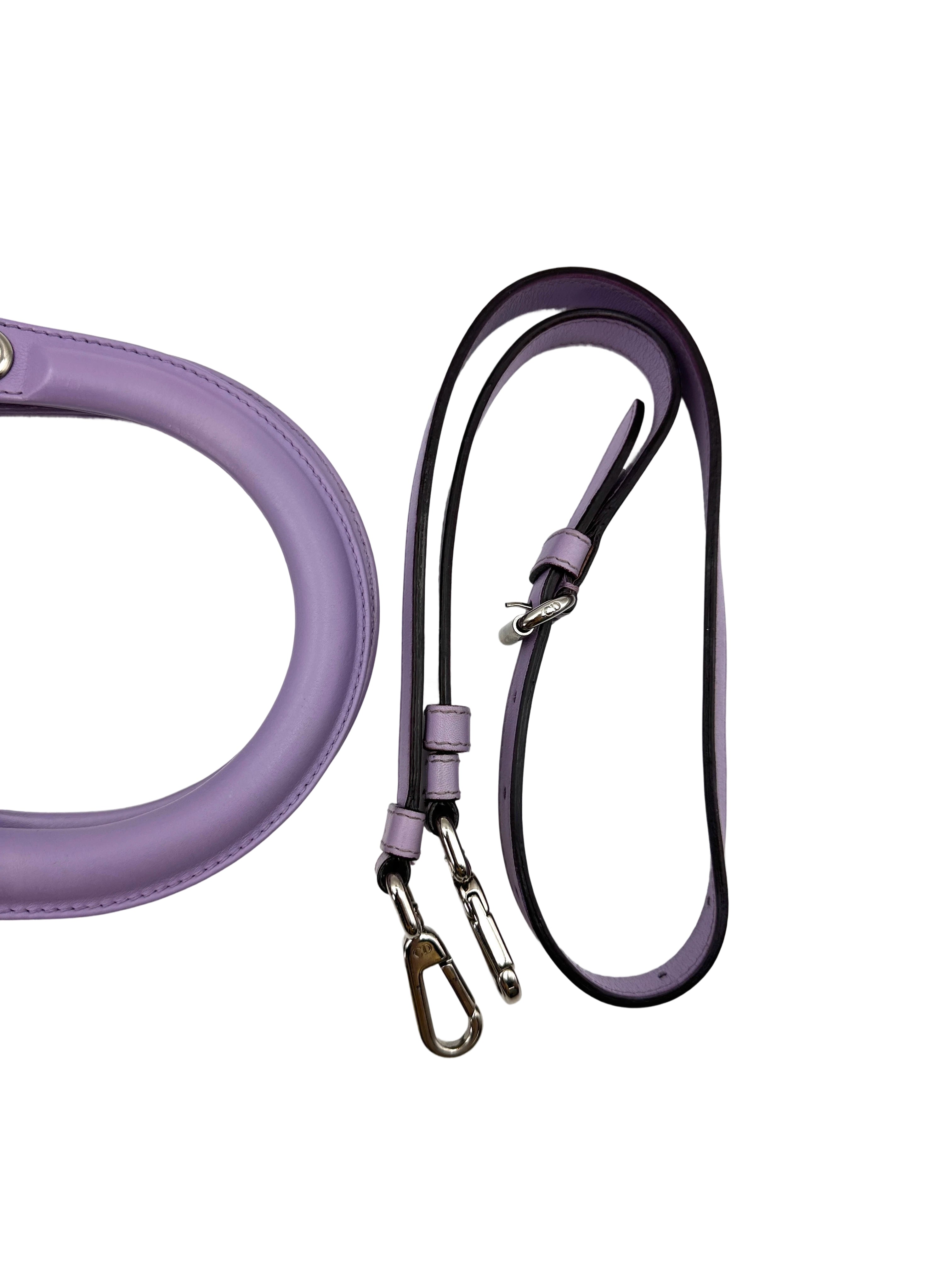 Christian Dior Diorissimo Black Leather Purple Top Handle Bag DR679