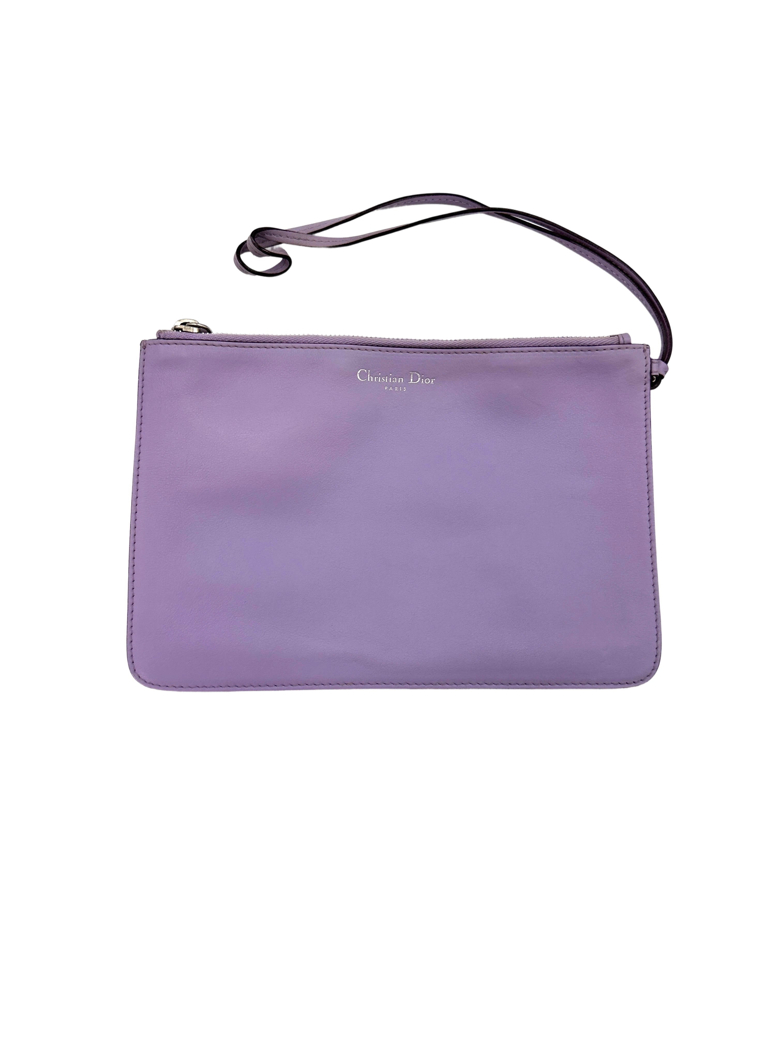 Christian Dior Diorissimo Black Leather Purple Top Handle Bag DR679