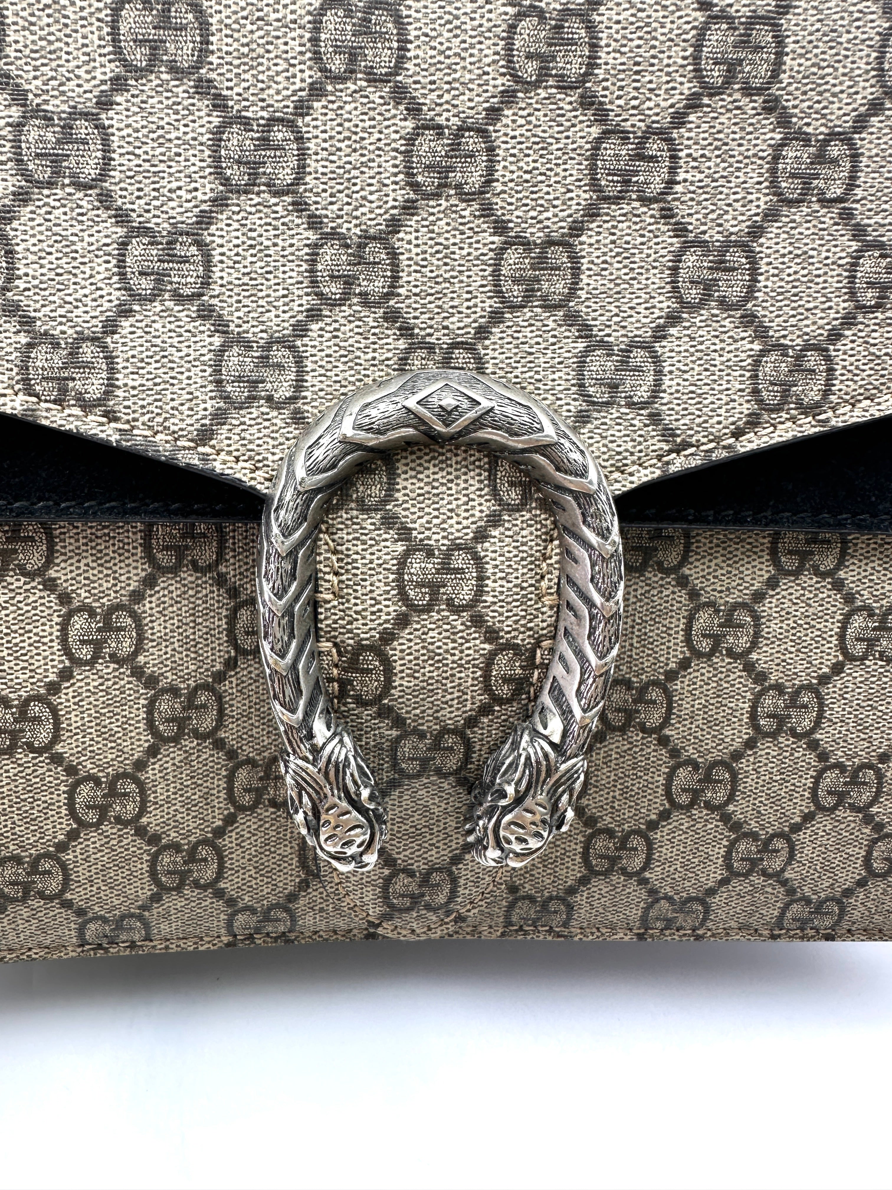 Gucci Dionysus GG Supreme Canvas Large Size Shoulder Bag With Black Tirm GG854