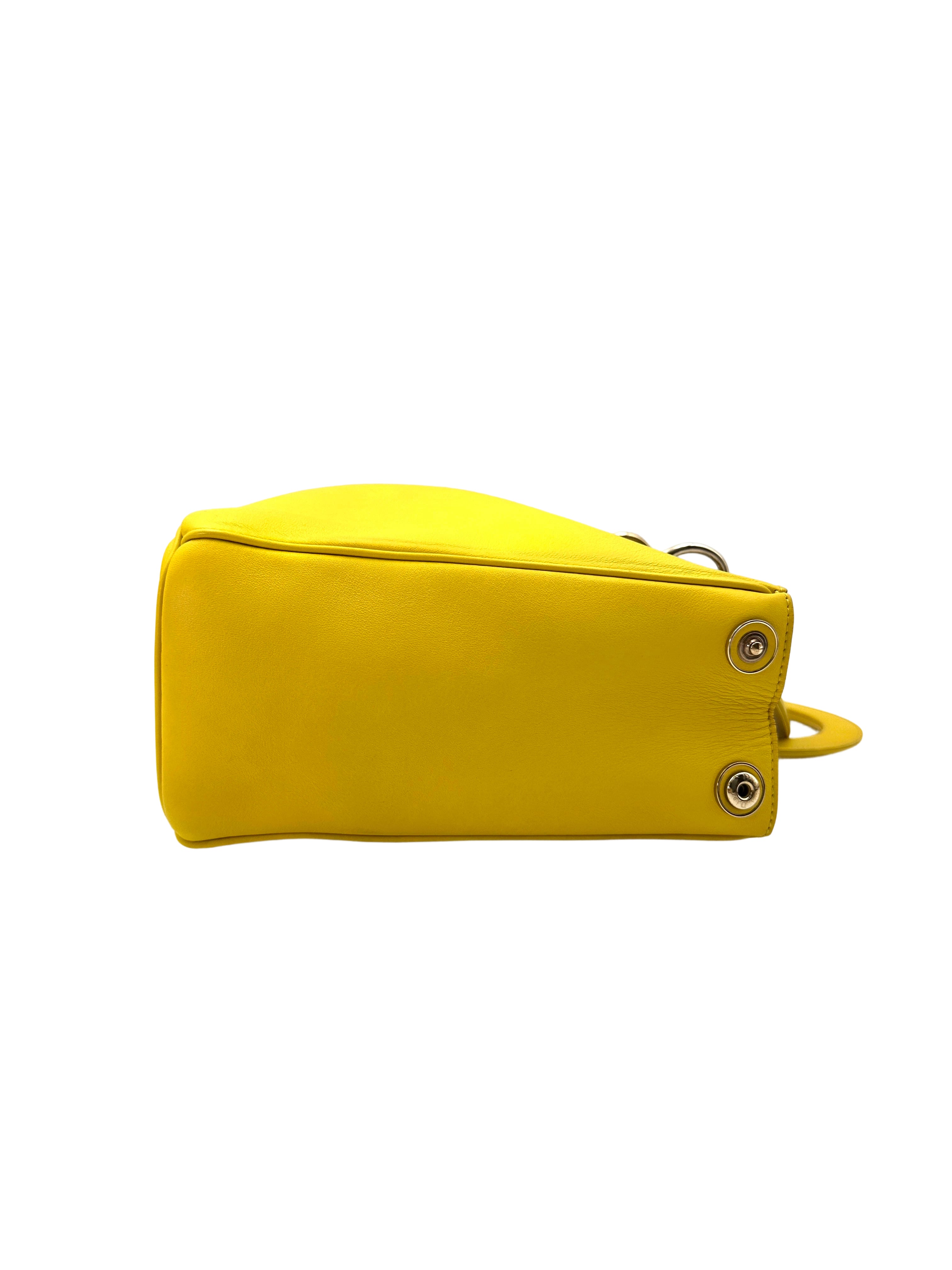 Christian Dior Diorissimo Yellow Leather Top Handle Bag DR678