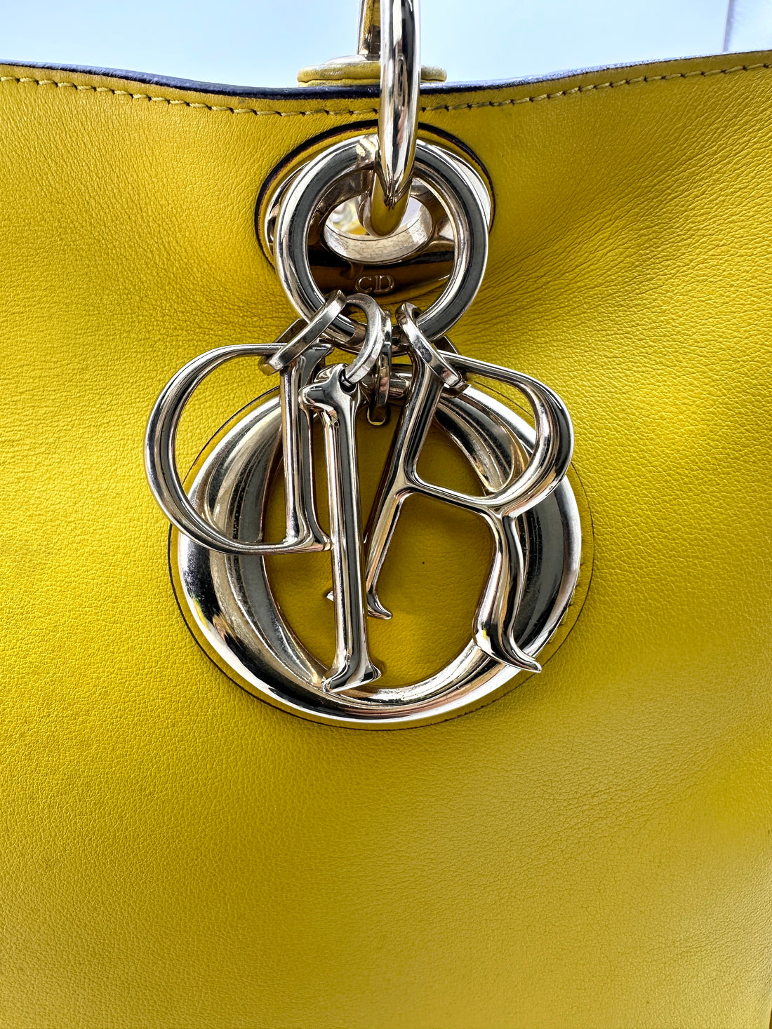 Christian Dior Diorissimo Yellow Leather Top Handle Bag DR678
