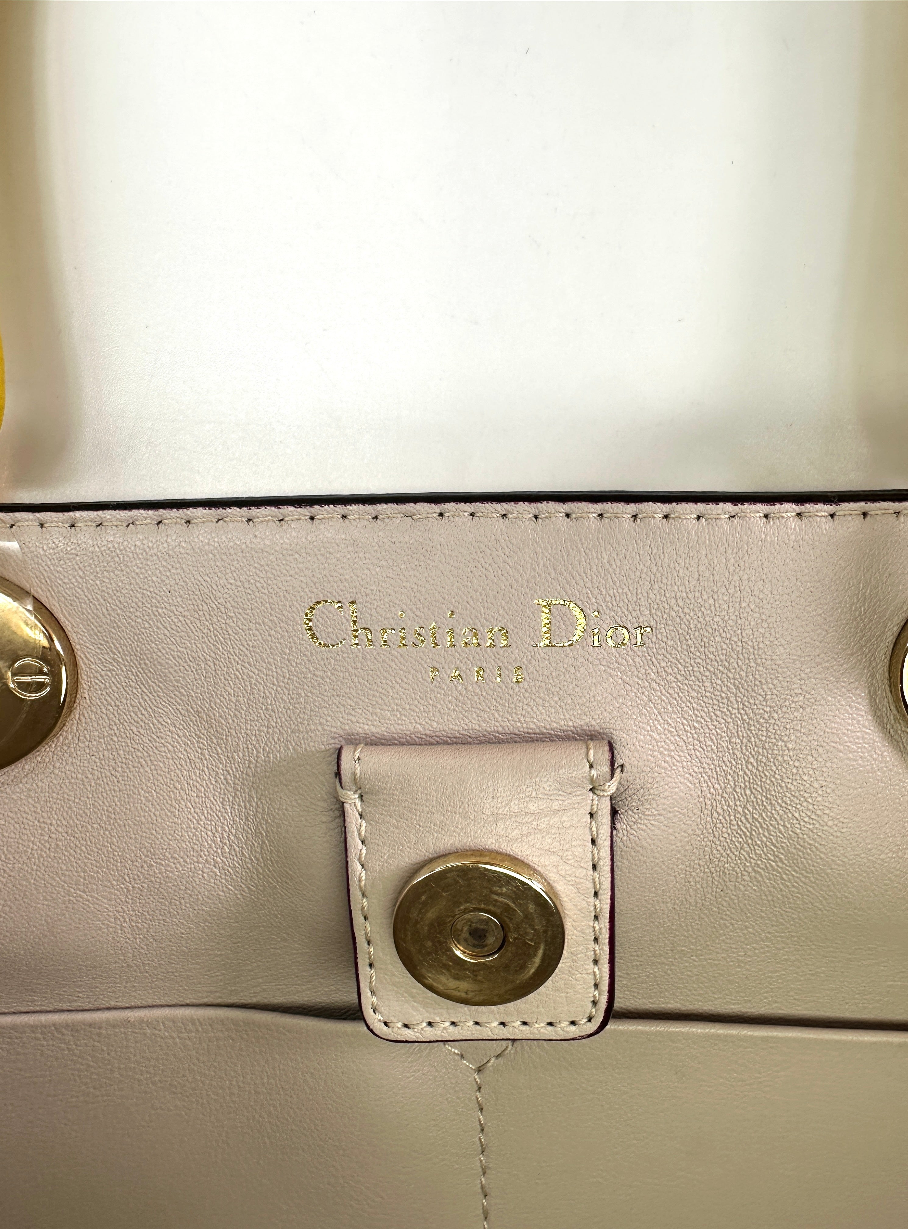 Christian Dior Diorissimo Yellow Leather Top Handle Bag DR678