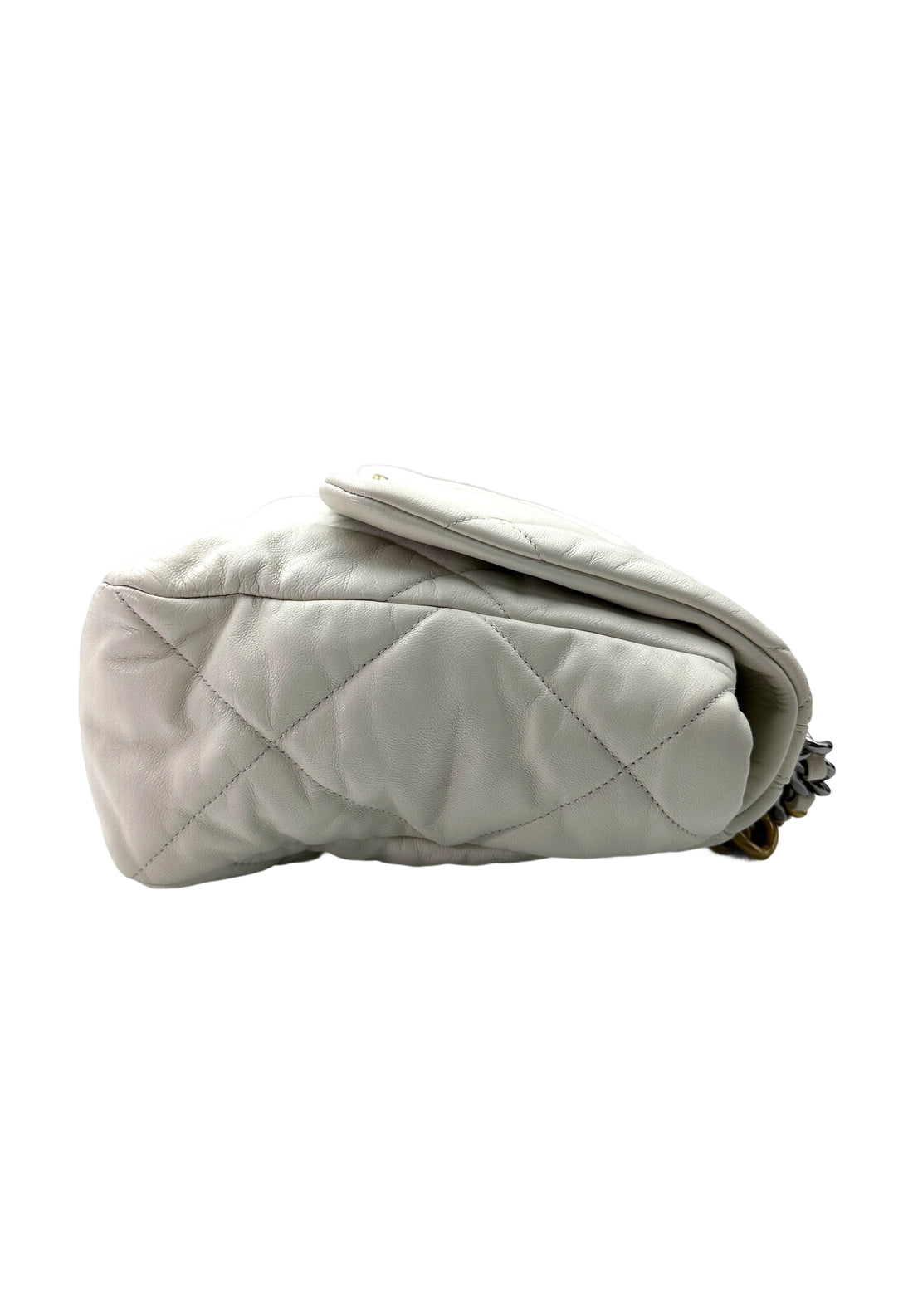 Chanel 19Bag White Quilted Leather Large Size Flap Bag With Gold Hardware(28***70) CC1806