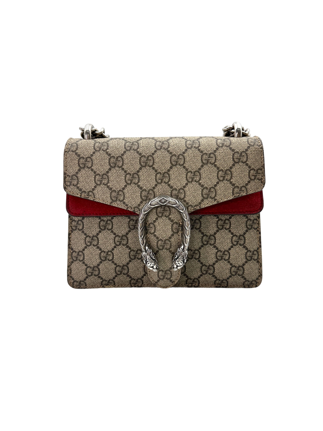 Gucci Dionysus GG Supreme Canvas Shoulder Bag With Red Tirm GG857
