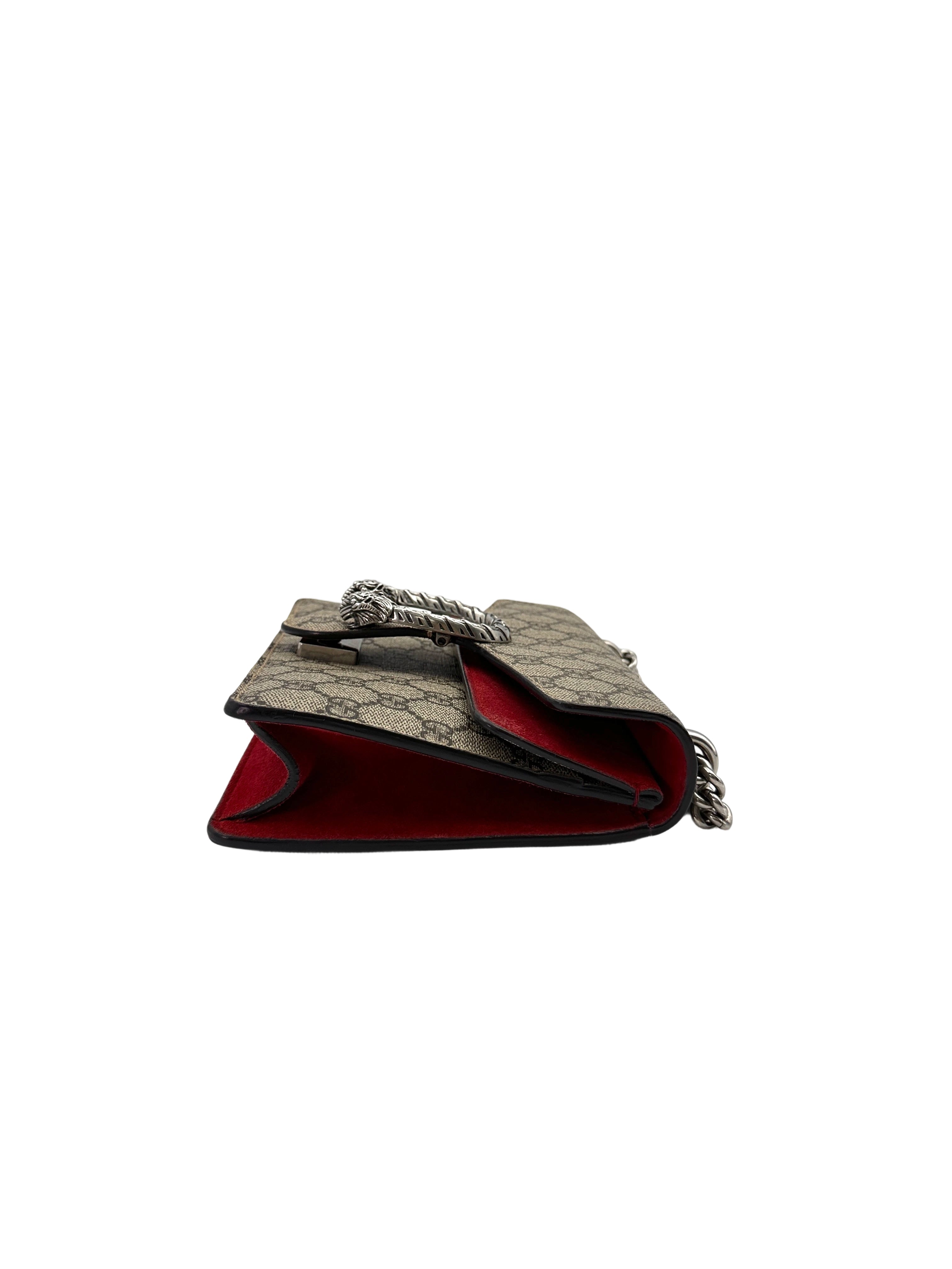 Gucci Dionysus GG Supreme Canvas Shoulder Bag With Red Tirm GG857