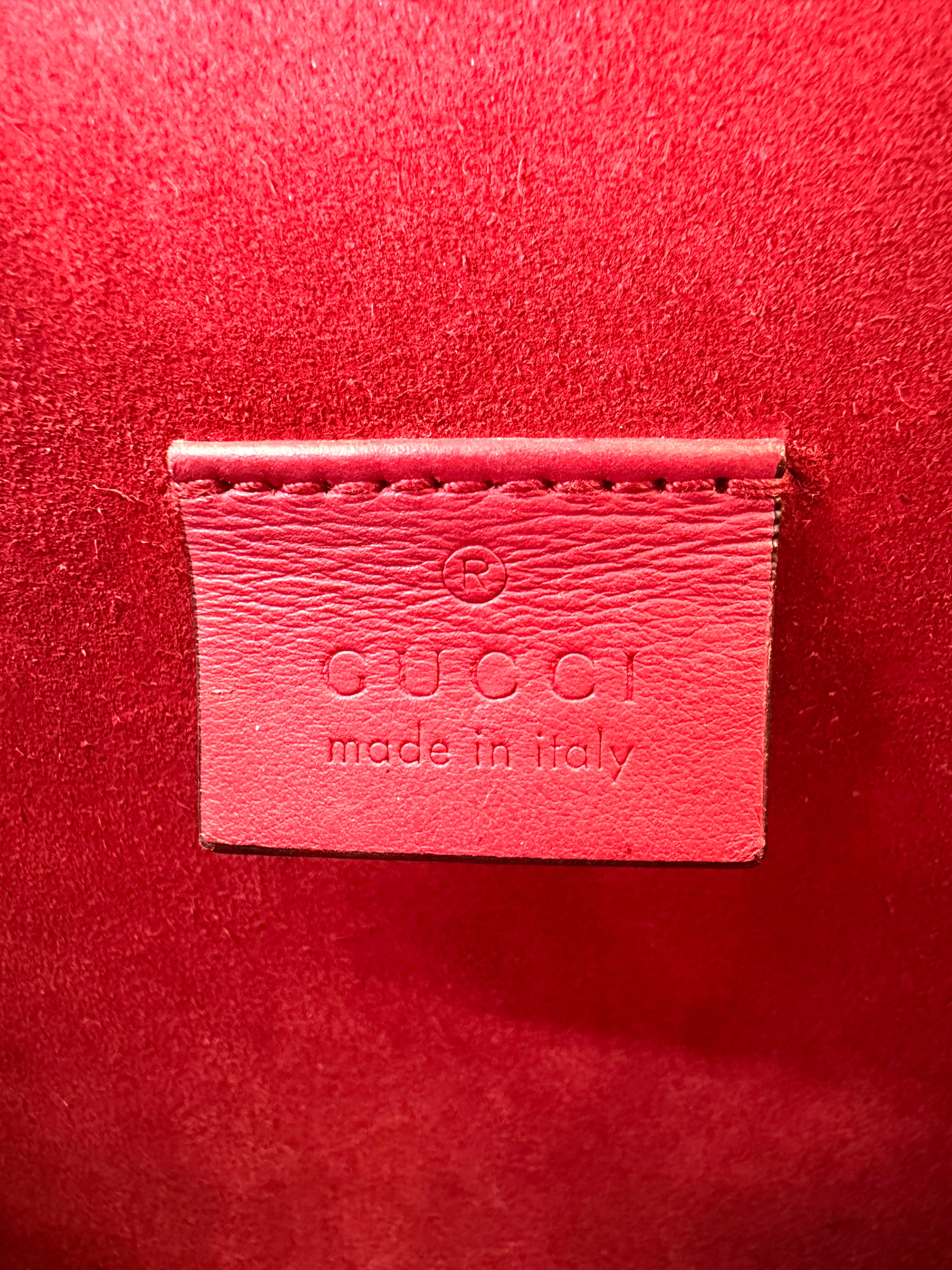 Gucci Dionysus GG Supreme Canvas Shoulder Bag With Red Tirm GG857