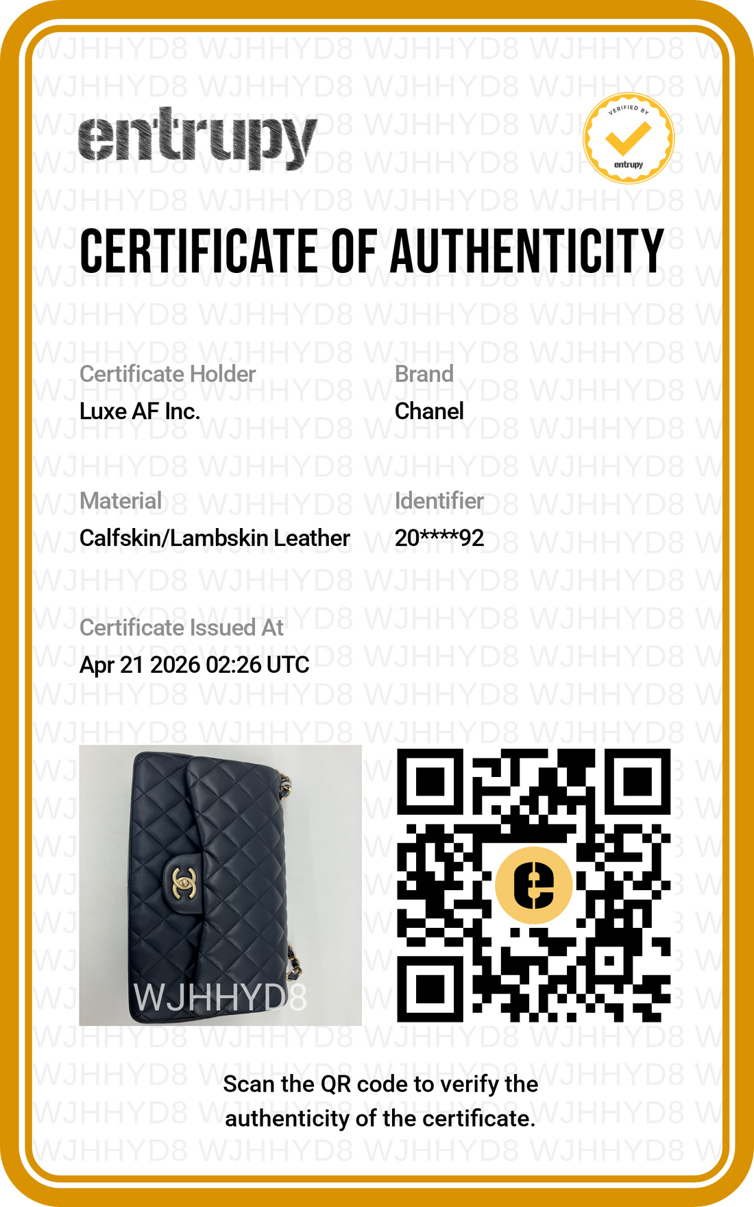 Chanel Classic Flap Navy Quilted Lambskin Jumbo Flap Bag(20***92) CC1802