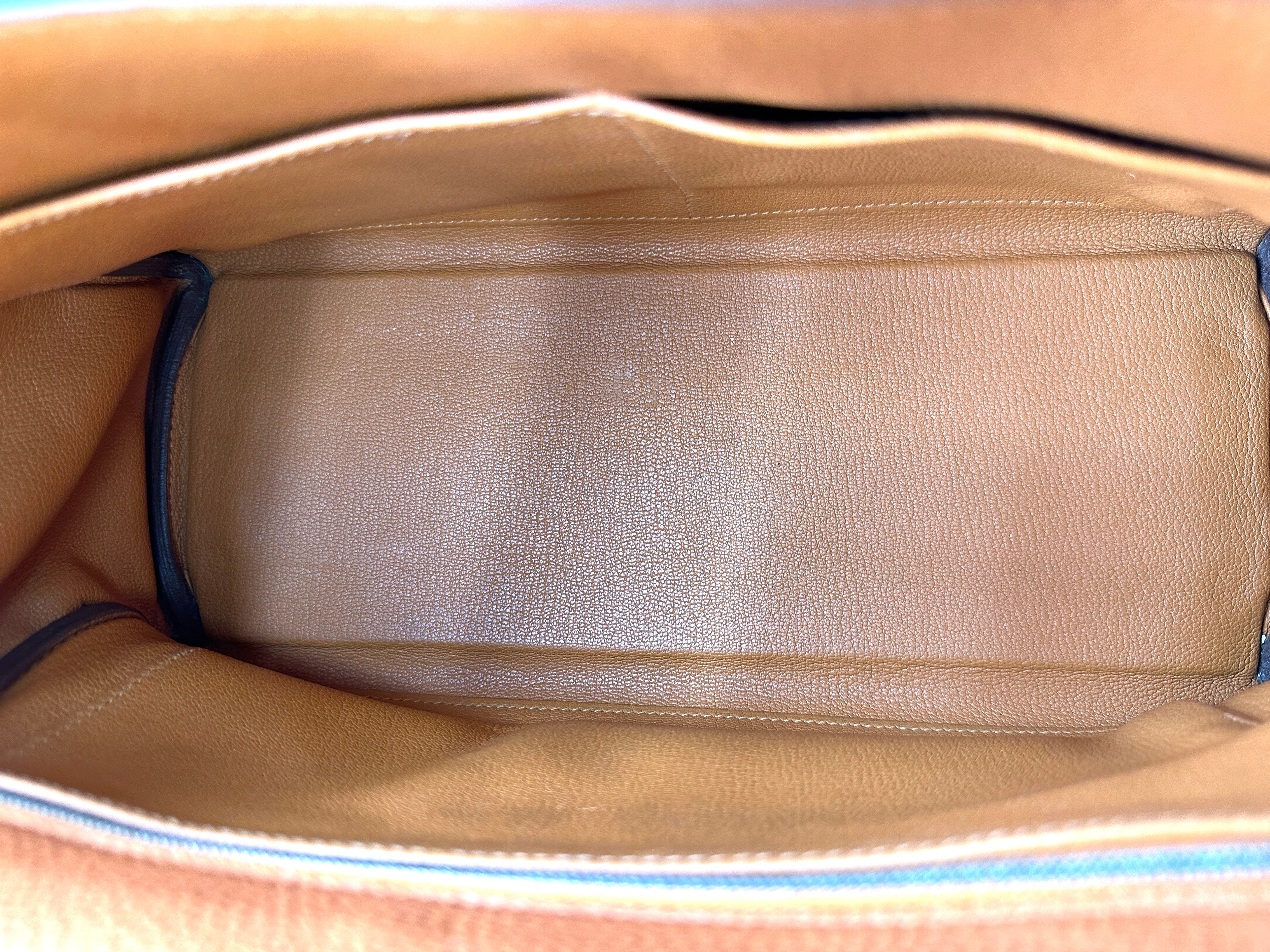 Hermes Kelly 32 Orange Leather Handle Bag With Silver Hardware HR98