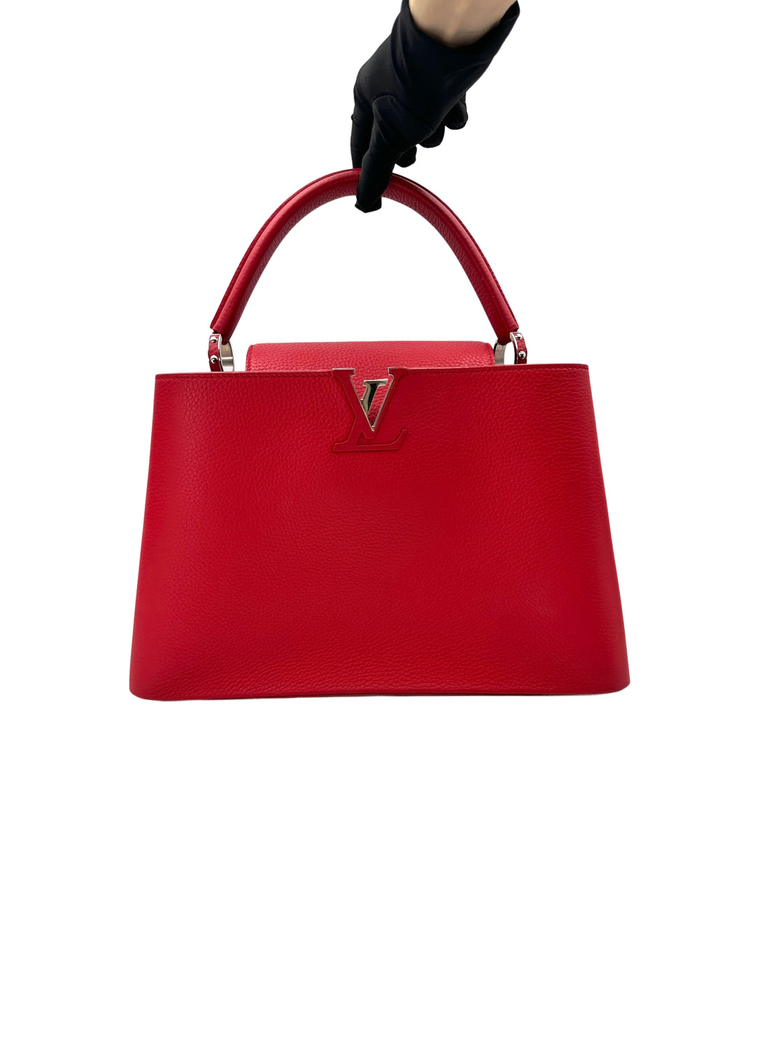 Louis Vuitton Capucines Red Leather Large Size Handle Bag LV2464