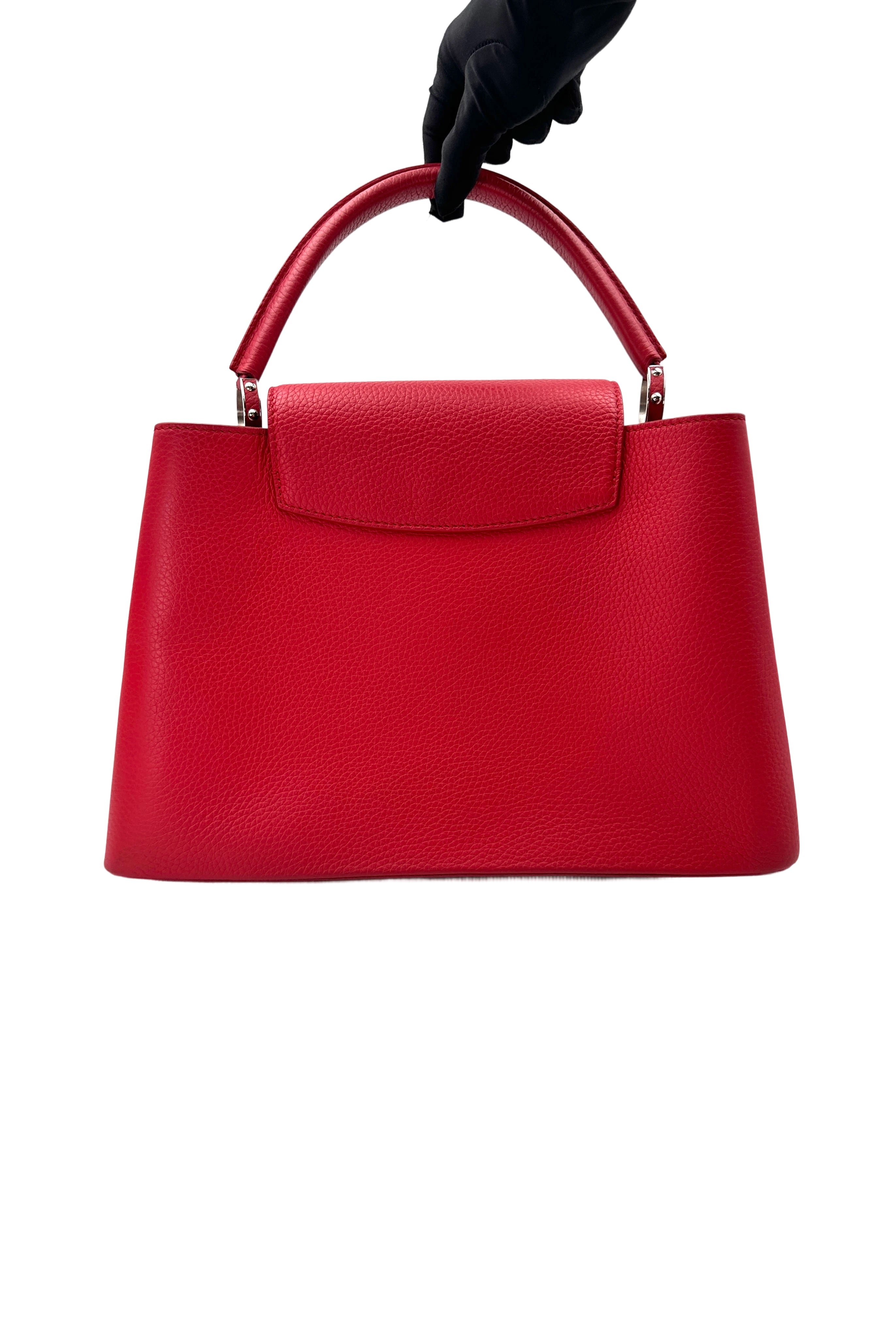 Louis Vuitton Capucines Red Leather Large Size Handle Bag LV2464