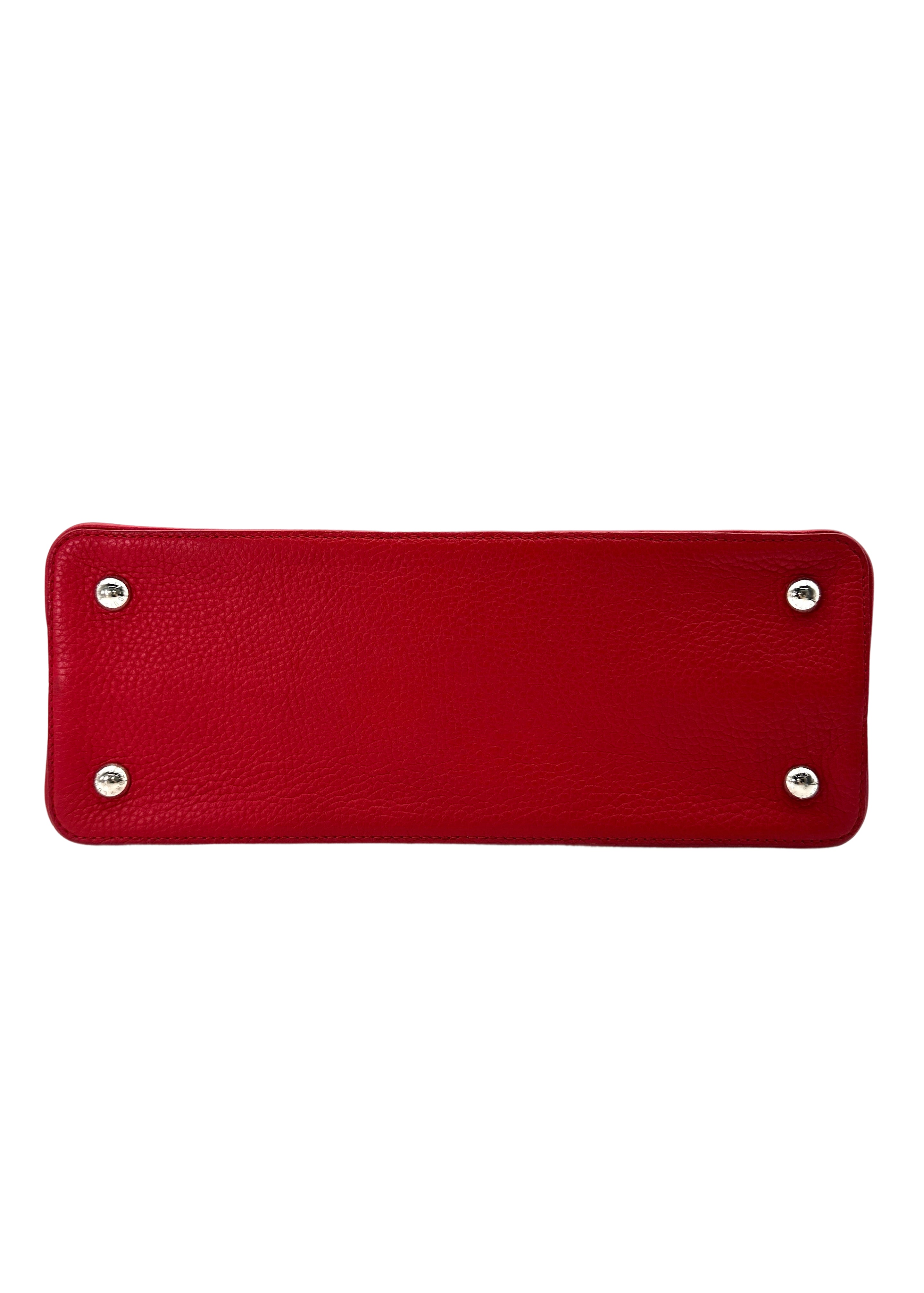 Louis Vuitton Capucines Red Leather Large Size Handle Bag LV2464