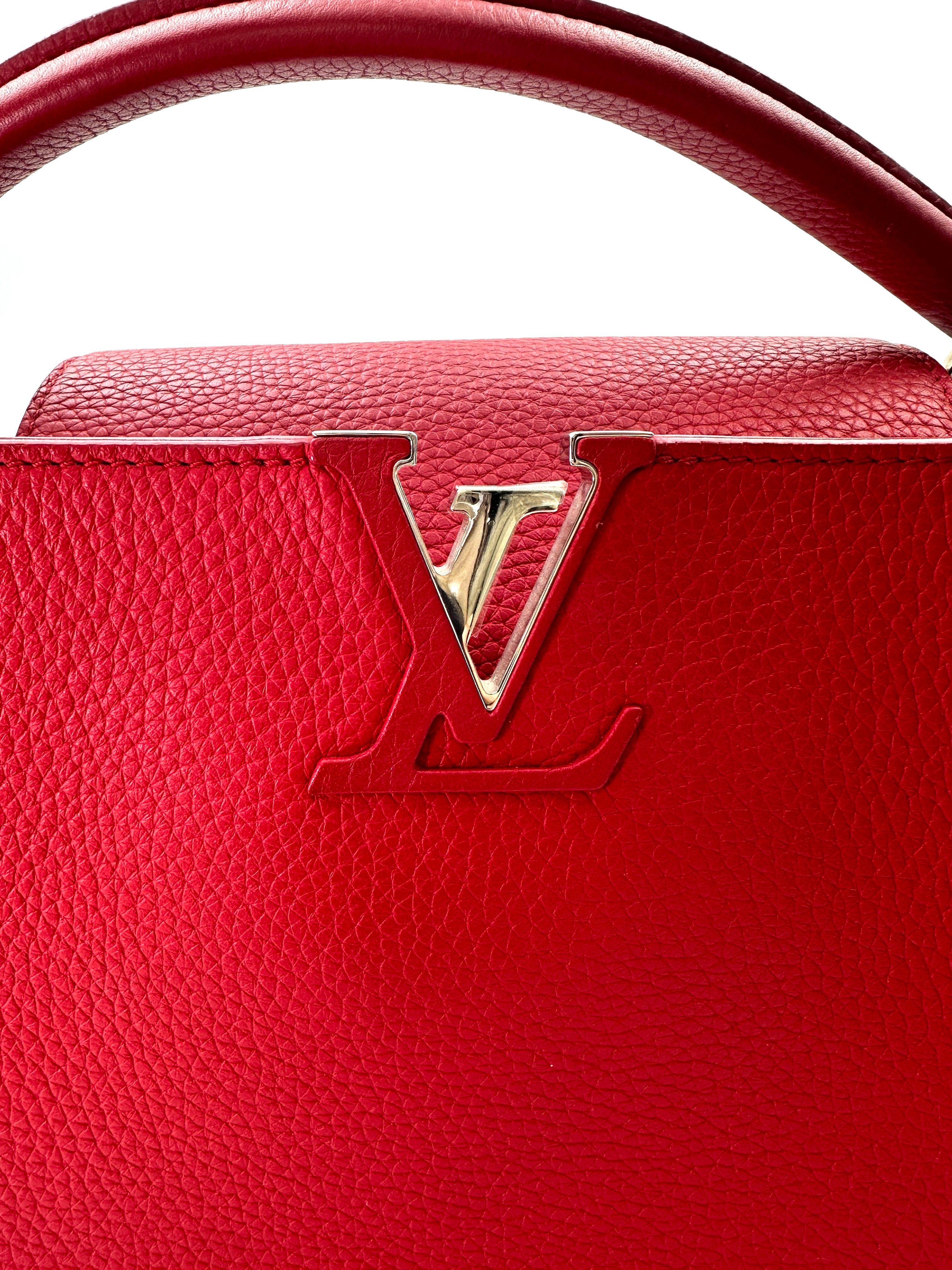 Louis Vuitton Capucines Red Leather Large Size Handle Bag LV2464