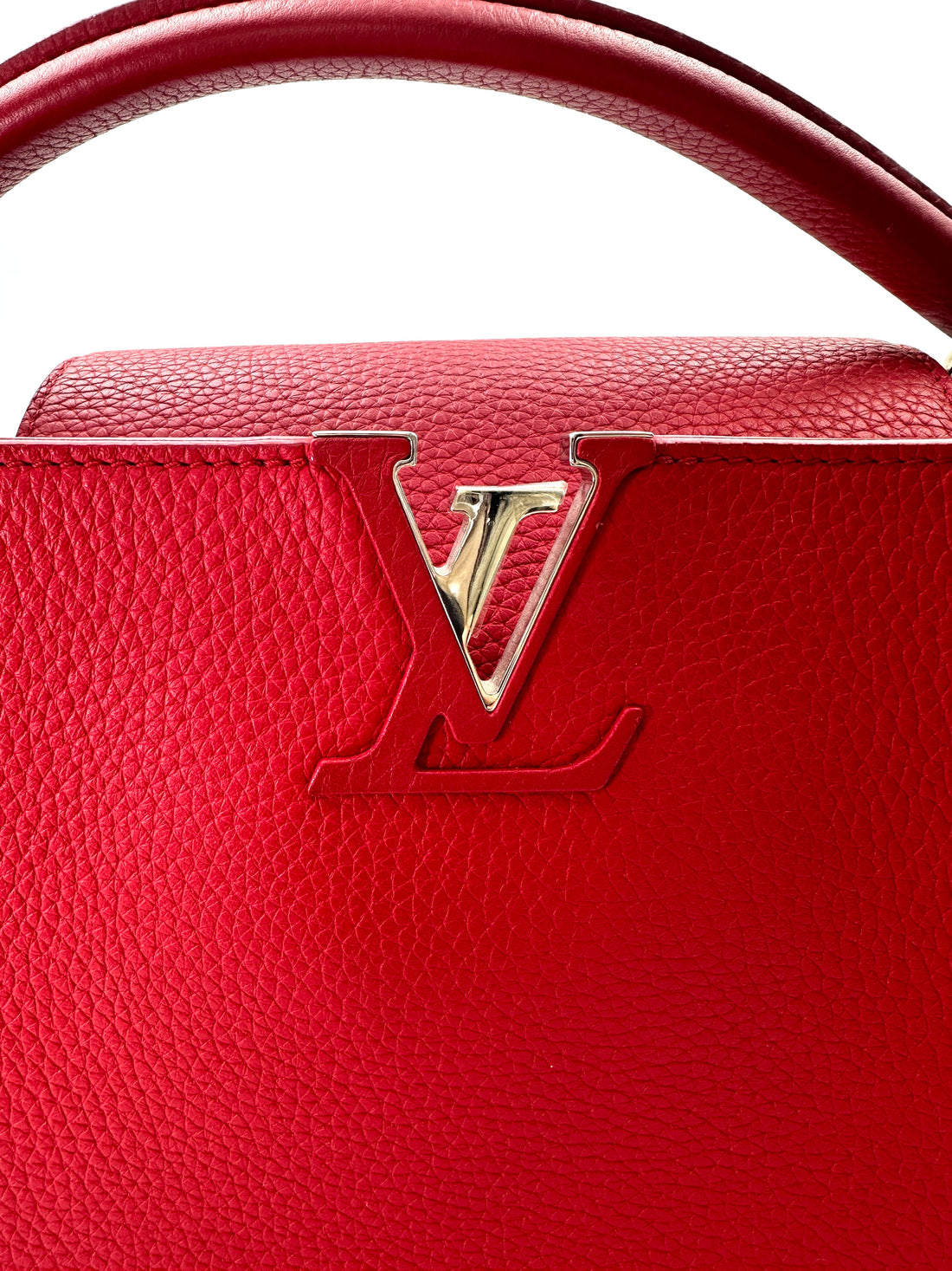 Louis Vuitton Capucines Red Leather Large Size Handle Bag LV2464